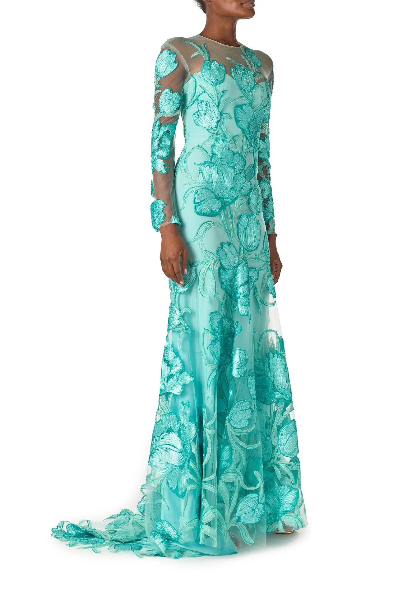Tulle Long Sleeve Trumpet Gown - Image 3