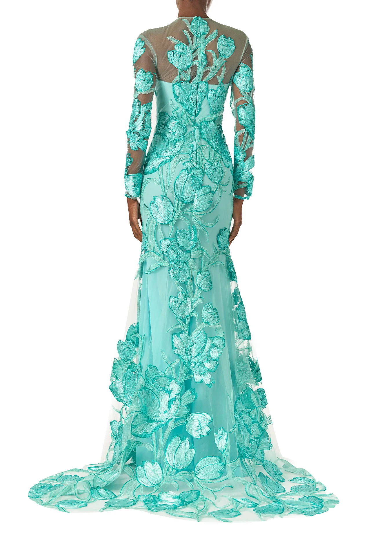 Tulle Long Sleeve Trumpet Gown - Image 6