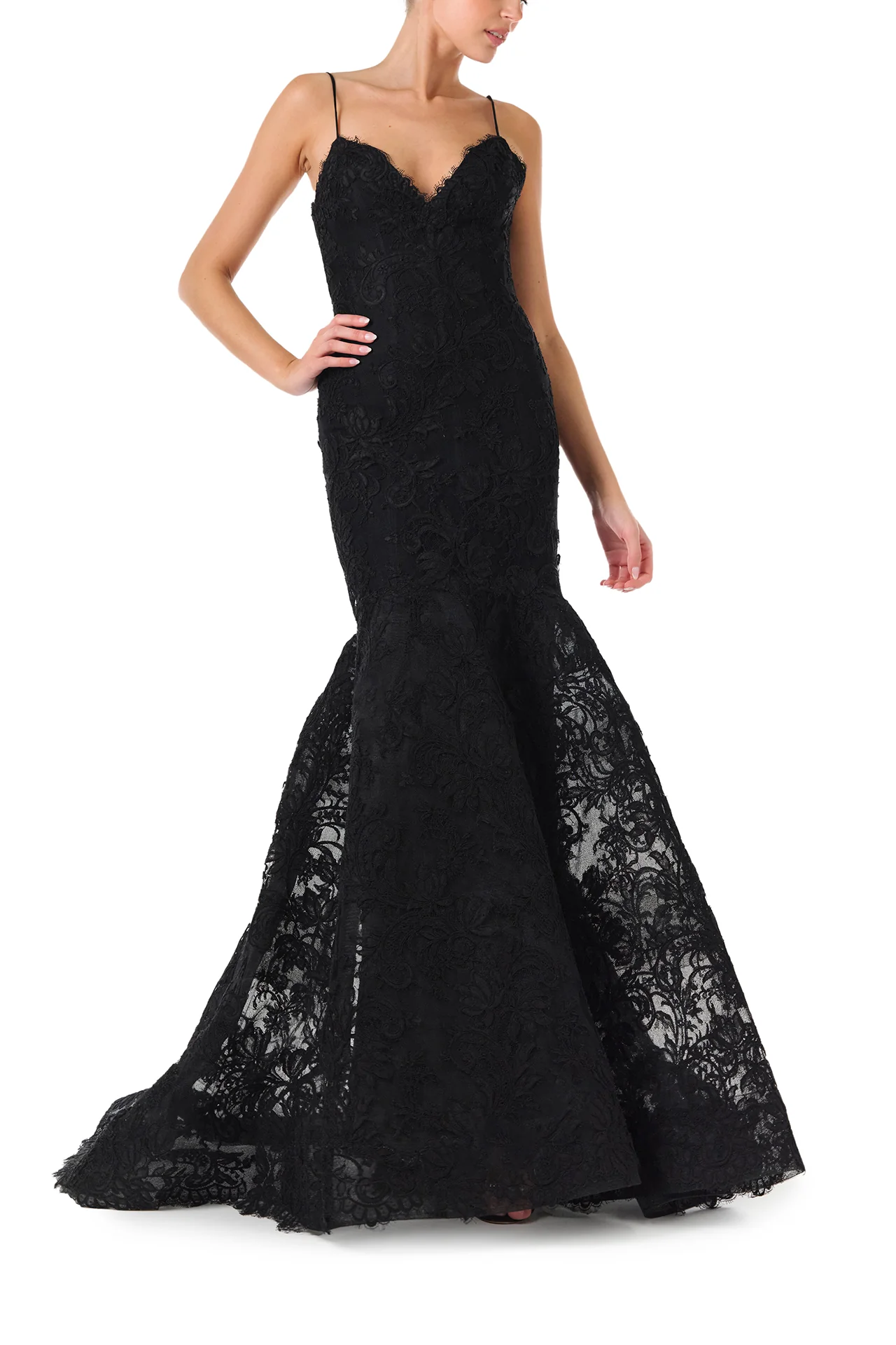 V-Neck Gown With Trumpet Skirt - Image 4