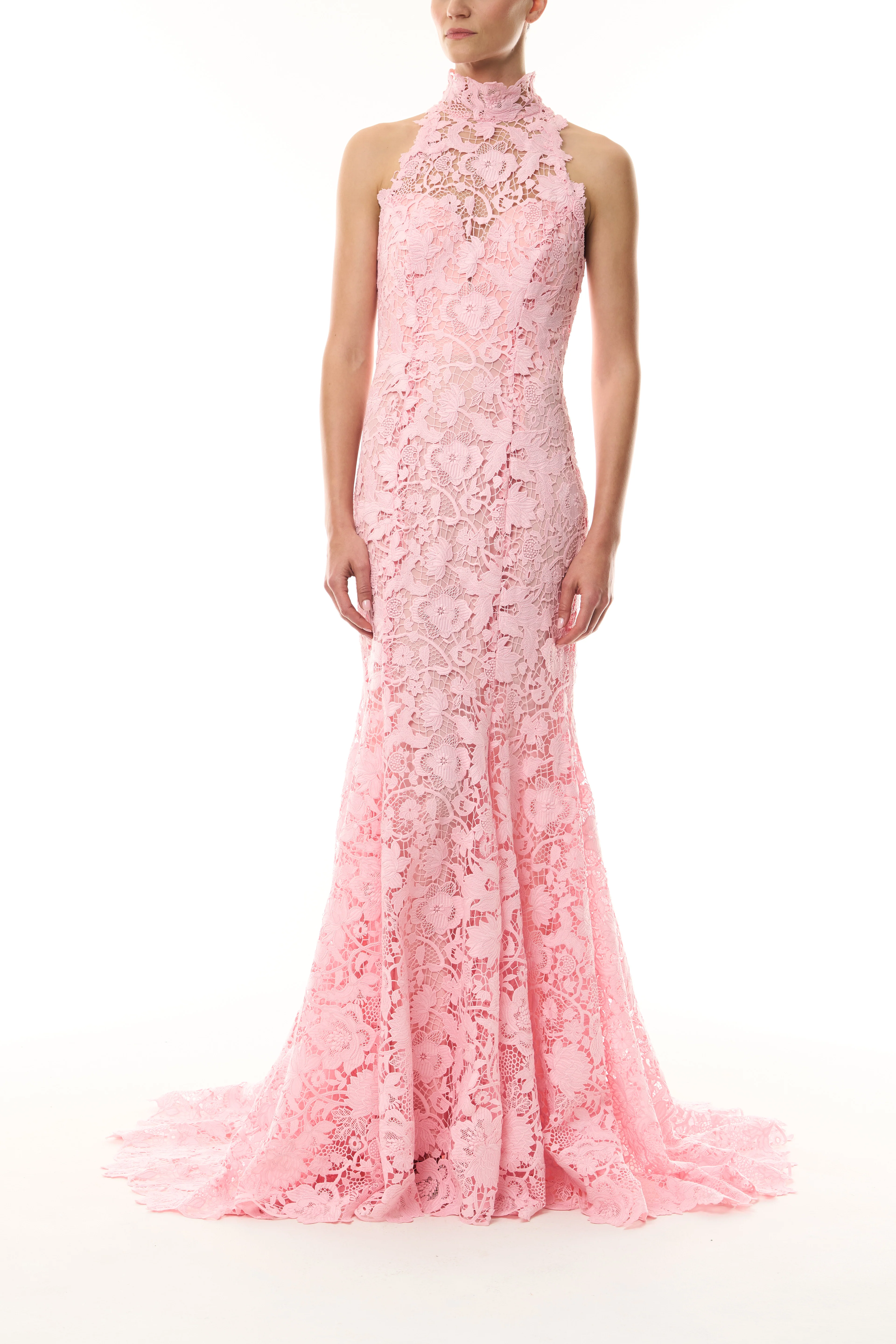 Lace Halter Trumpet Gown