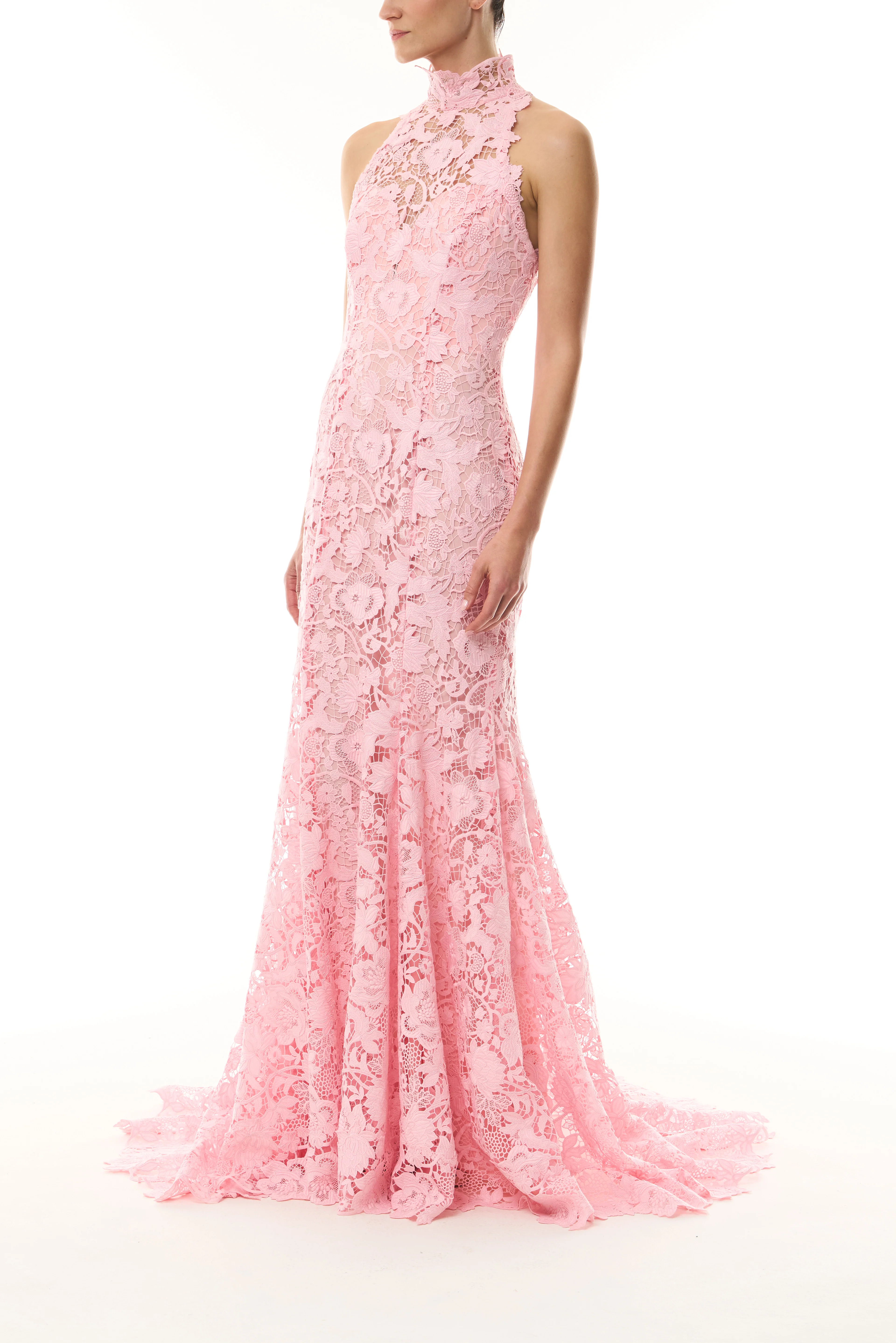 Lace Halter Trumpet Gown - Image 3