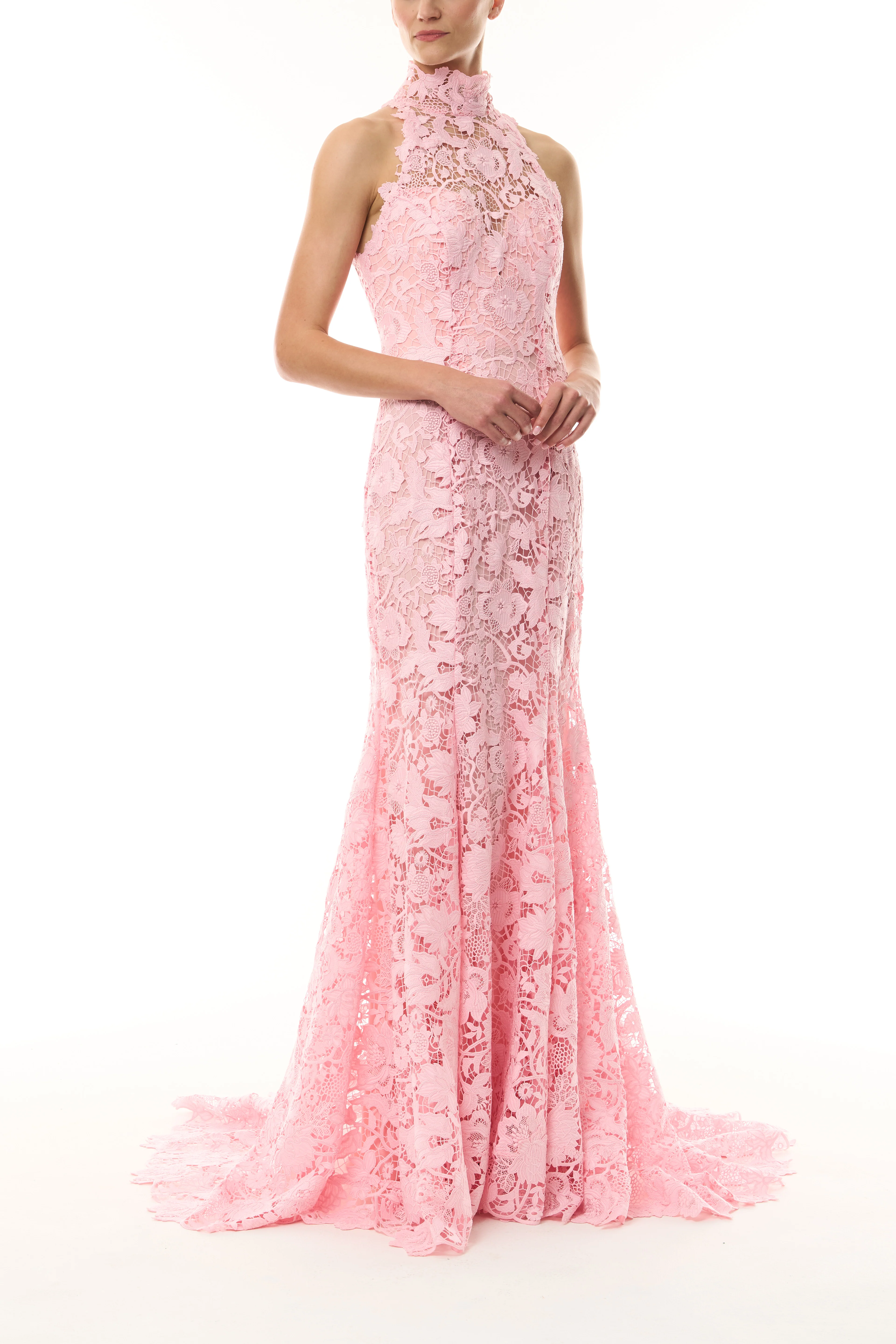 Lace Halter Trumpet Gown - Image 4