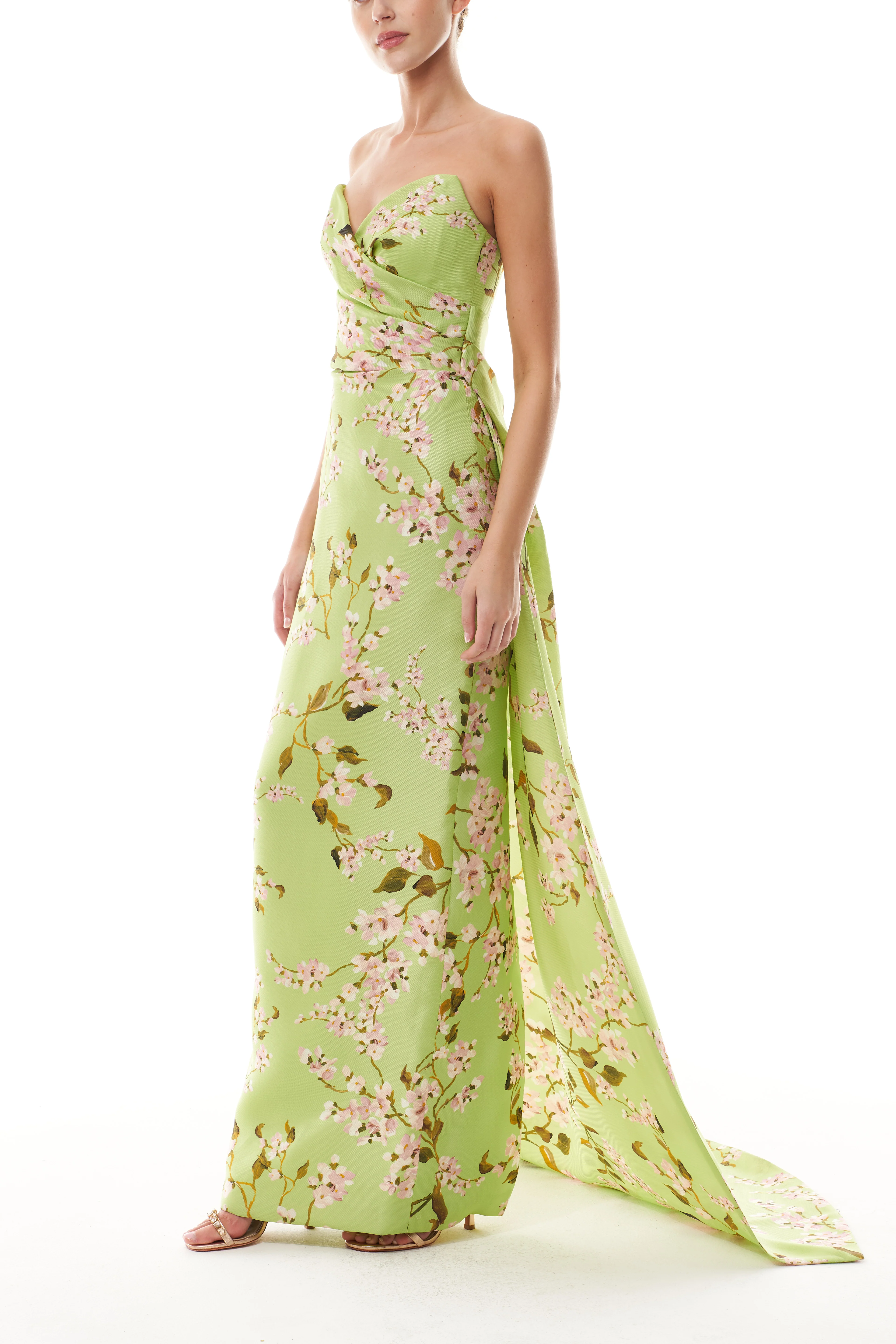 Celadon Floral Column Gown - Image 4