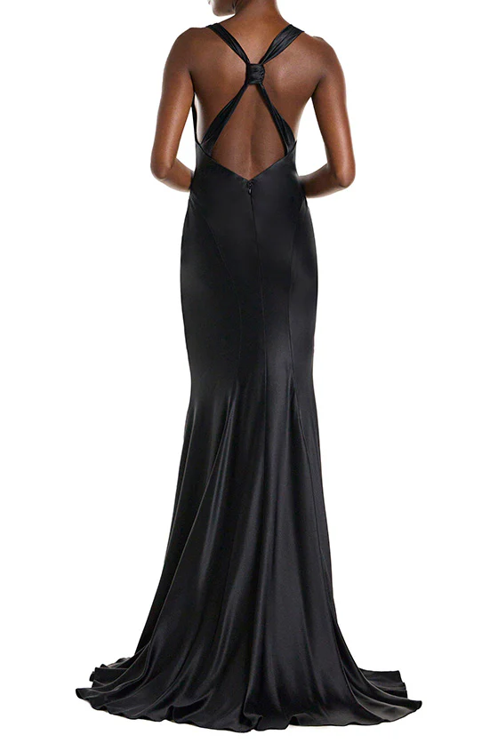 Cowl Neck Sleeveless Satin Gown - Image 5