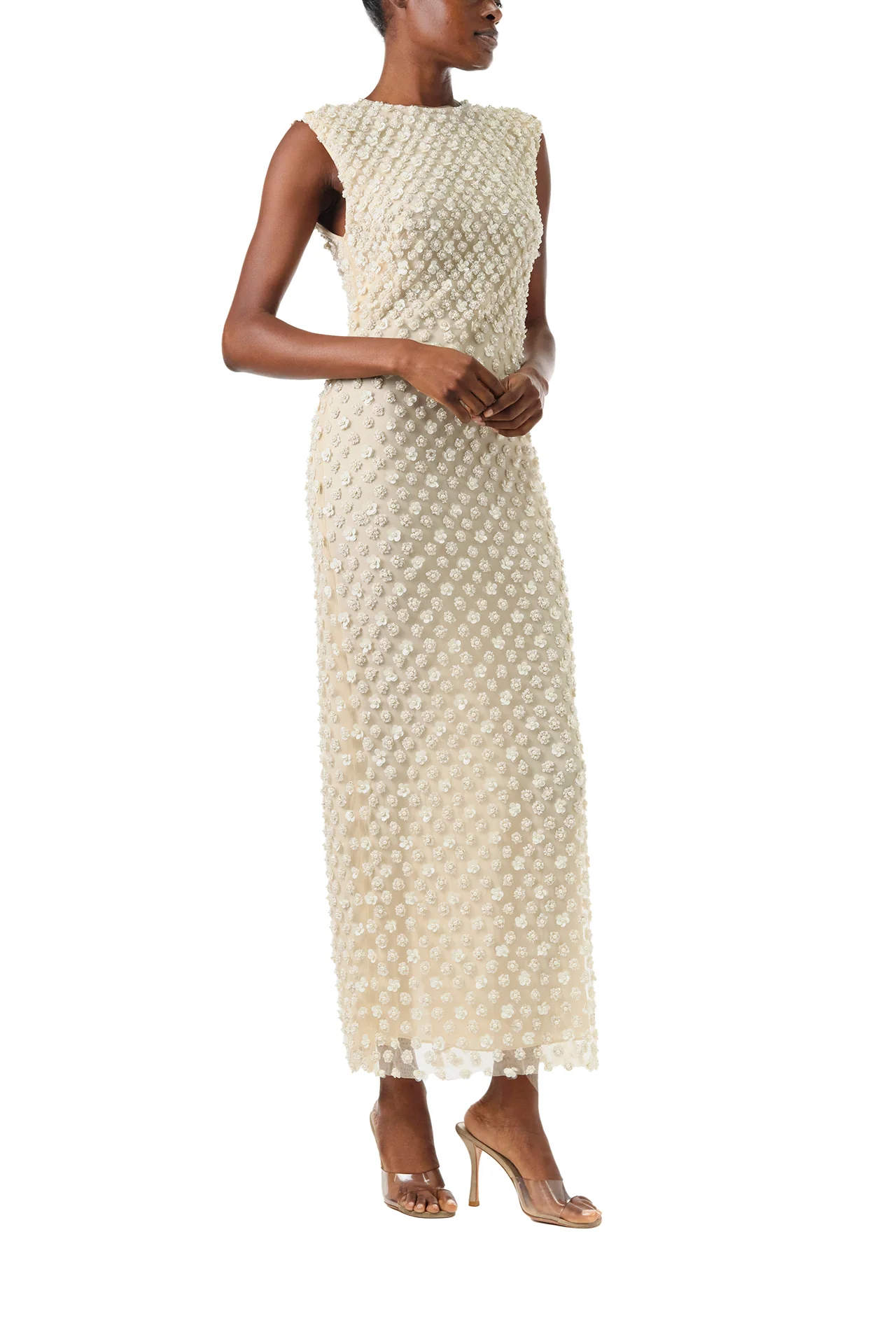 Sleeveless Pearl Embroidered Sheath - Image 6
