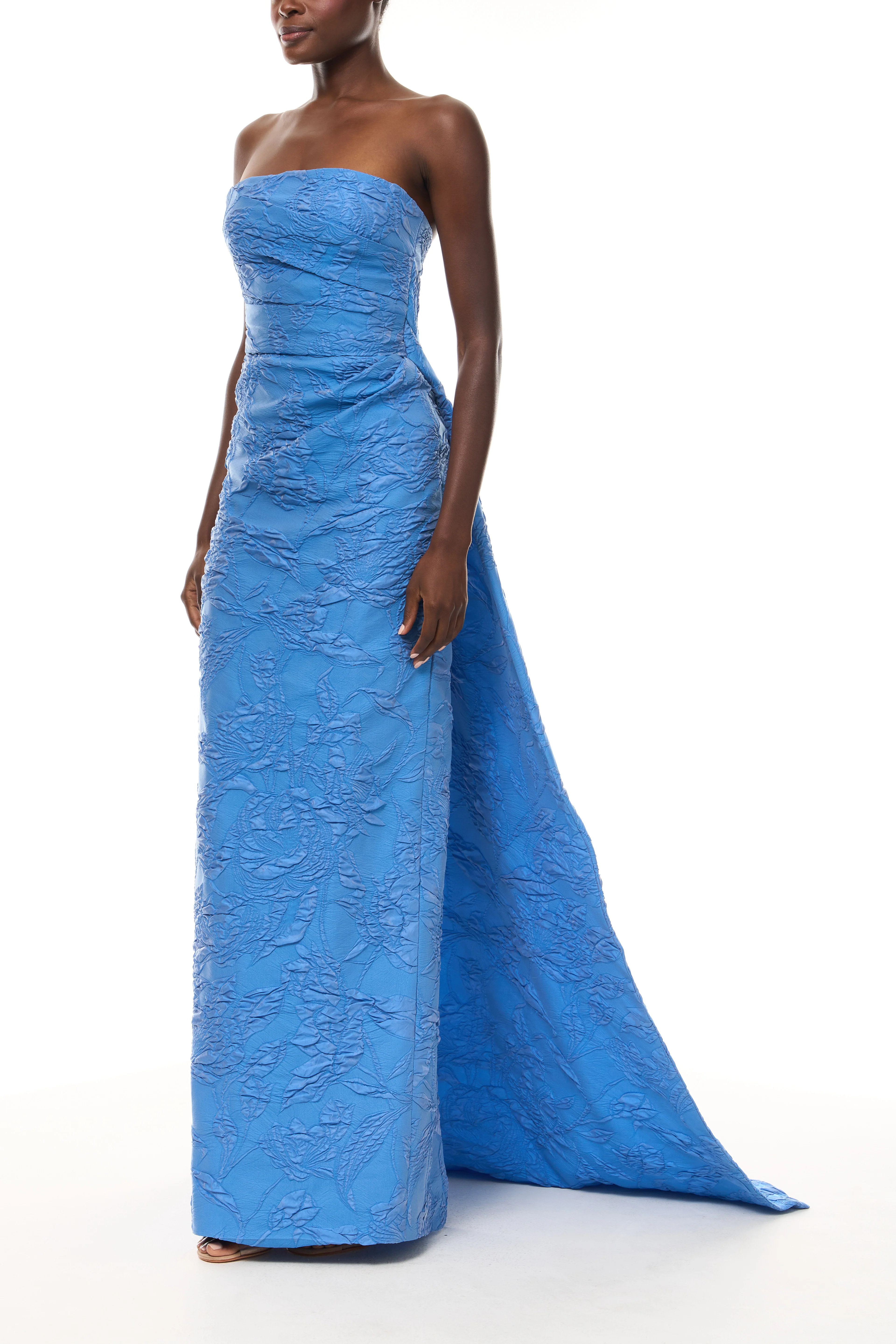 Draped Column Gown with Train - Image 3