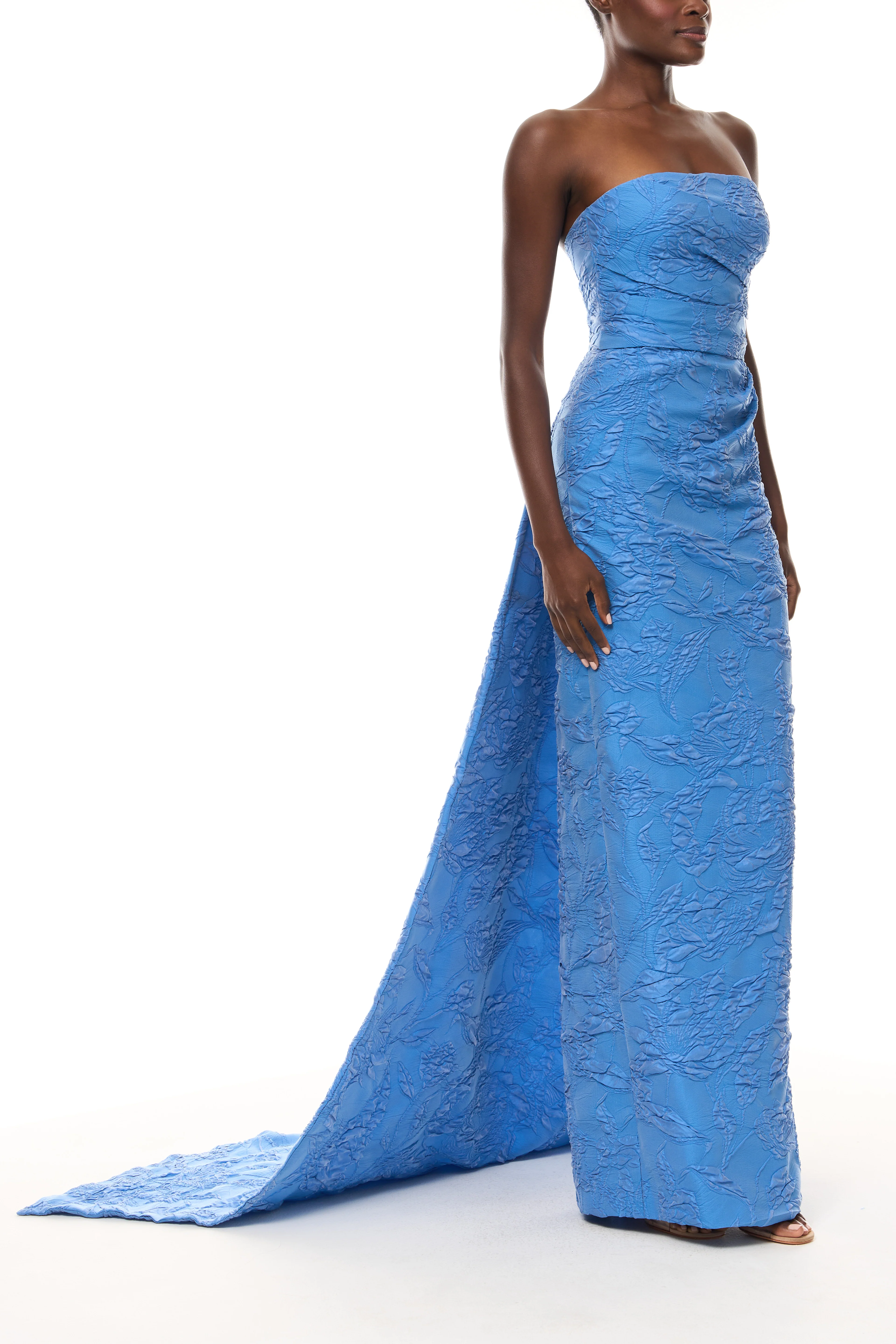 Draped Column Gown with Train - Image 4