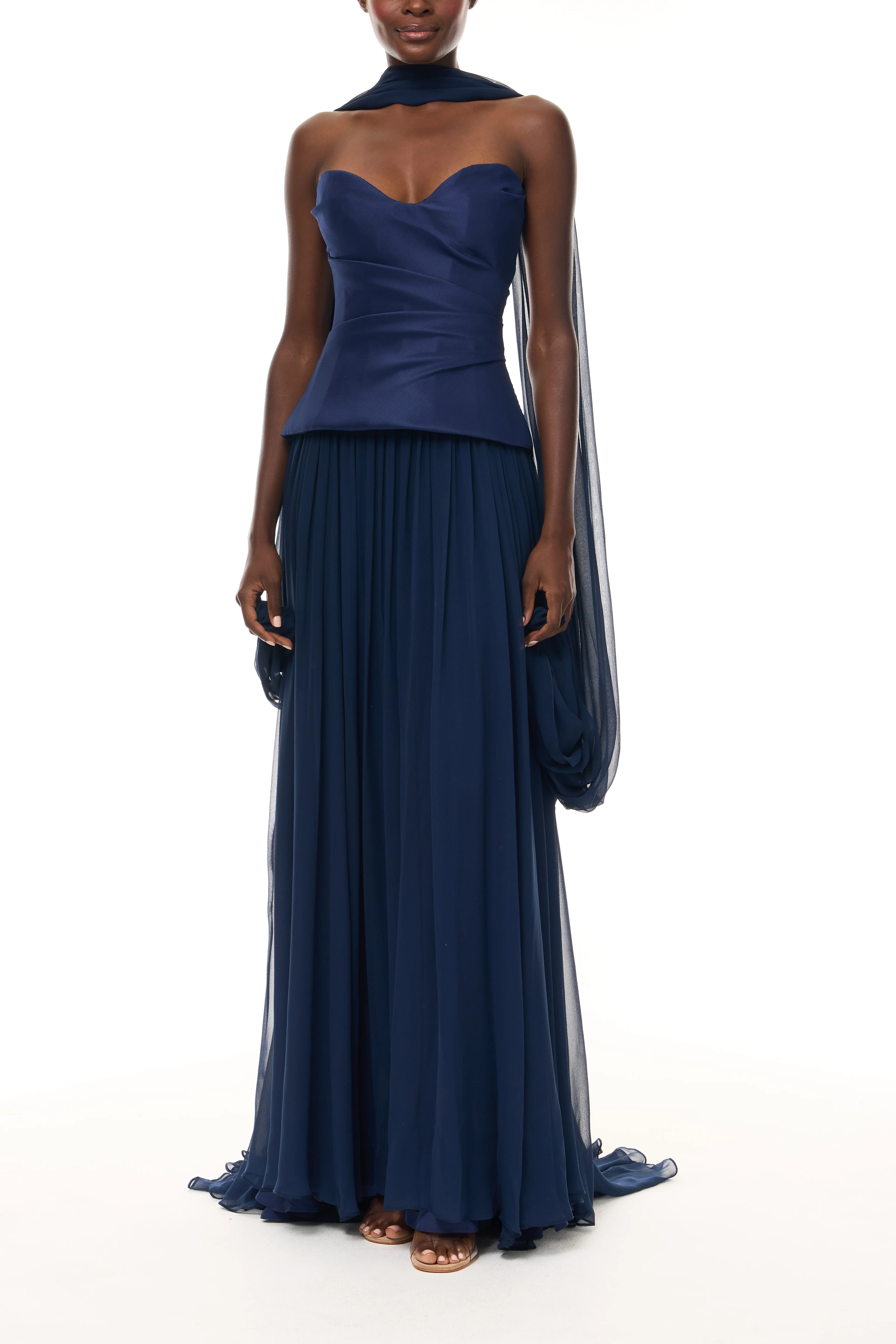 Drop Waist Corset Gown with Shawl