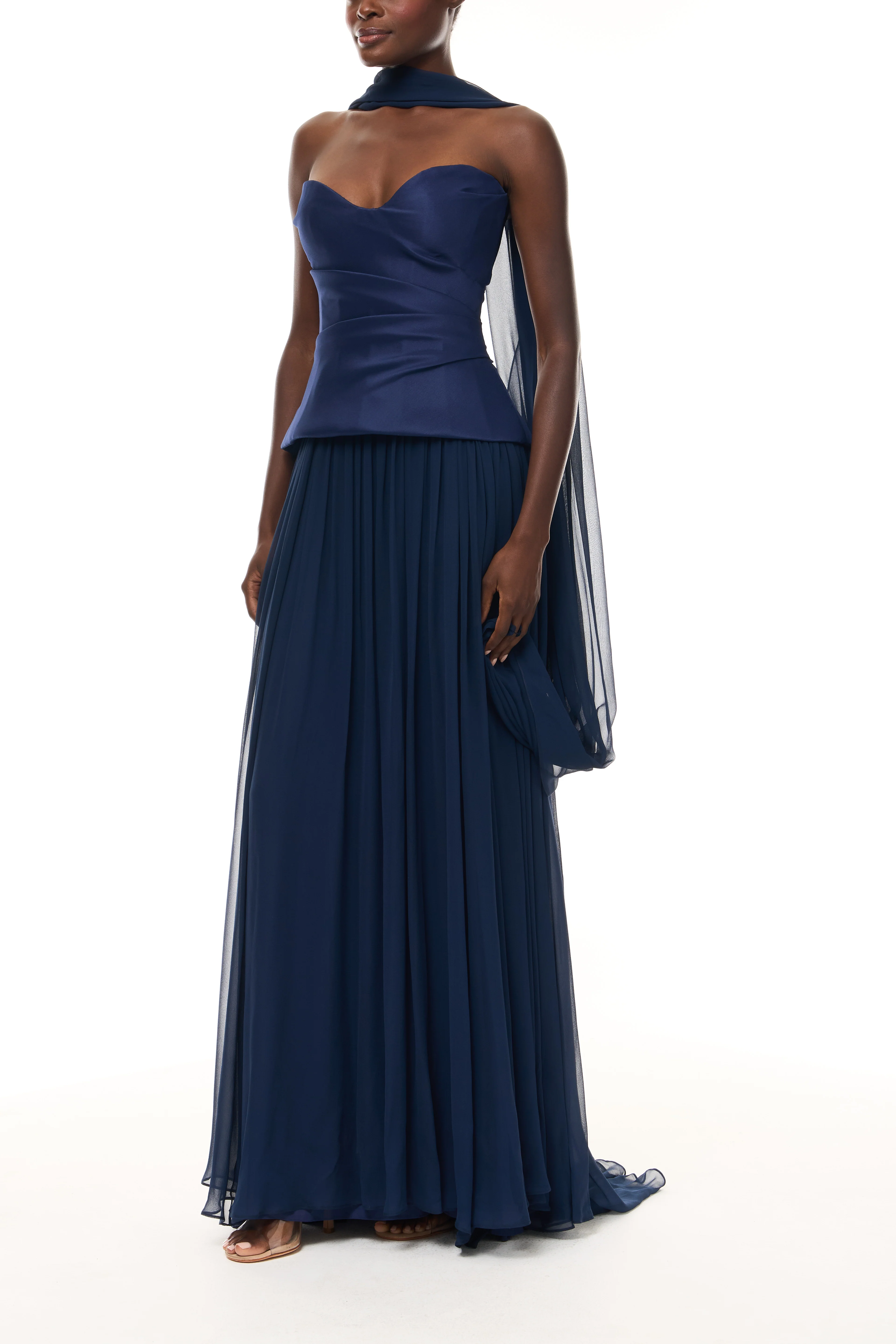 Drop Waist Corset Gown with Shawl - Image 3