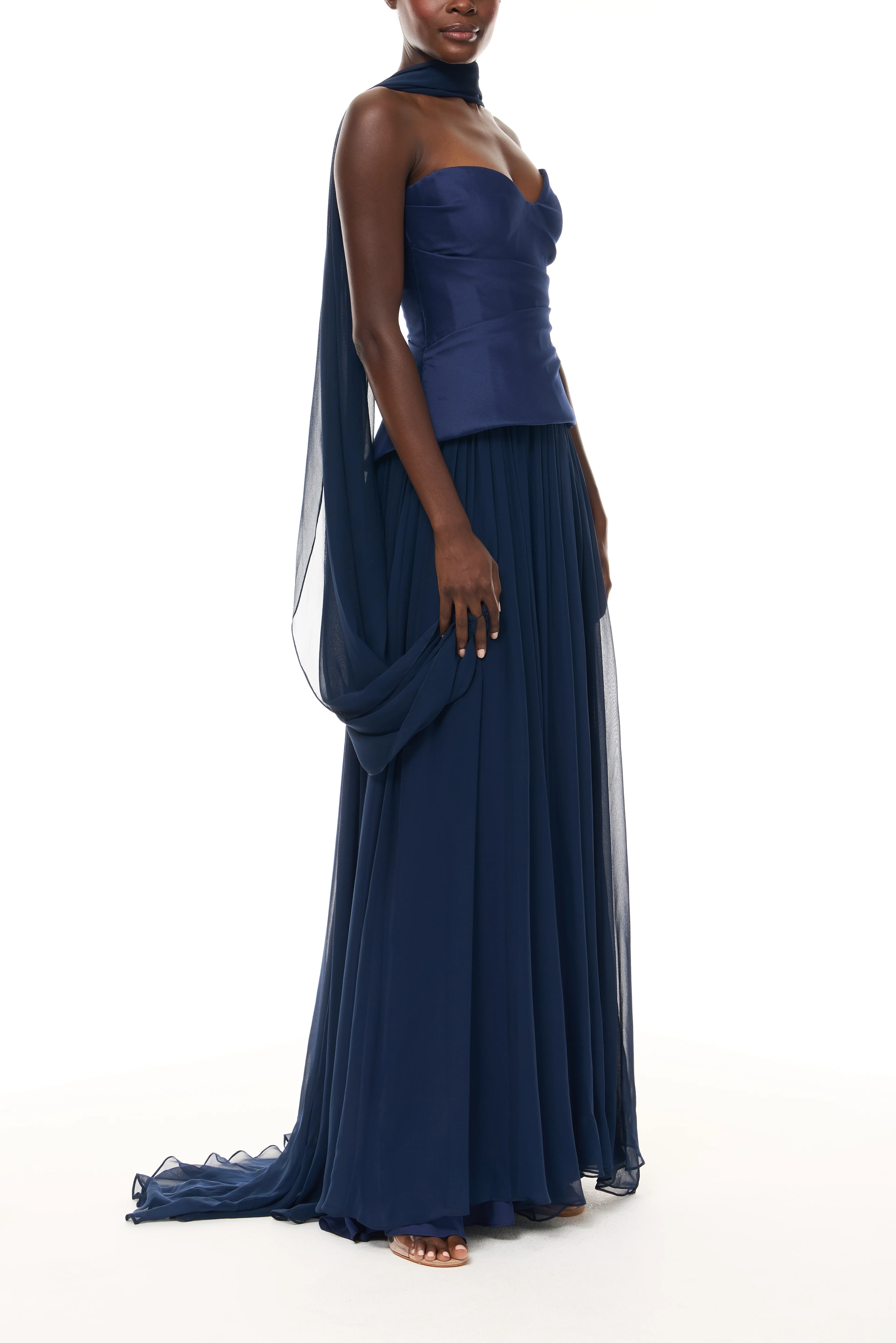 Drop Waist Corset Gown with Shawl - Image 4