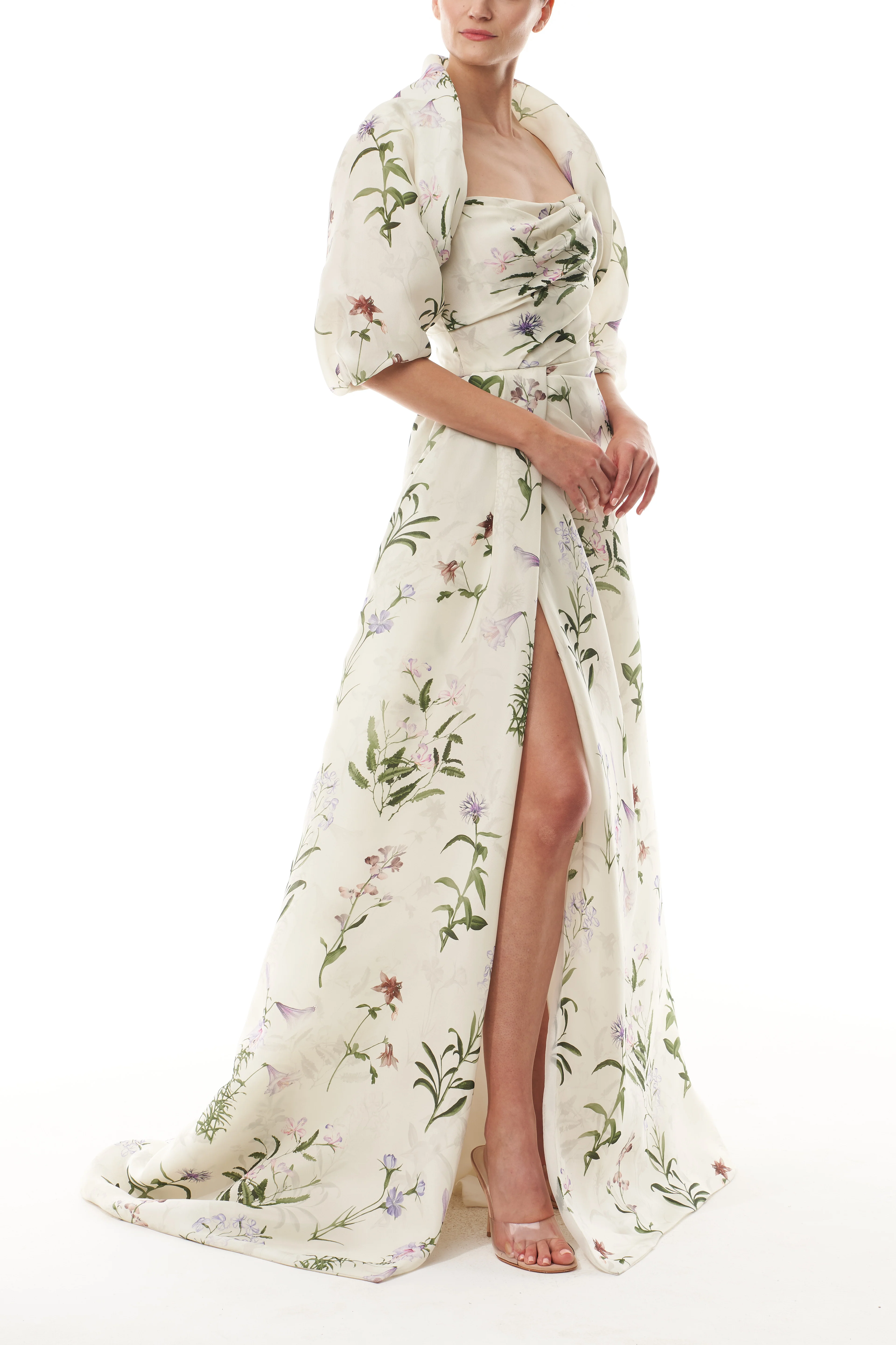 Floral Gazar Draped Gown - Image 4