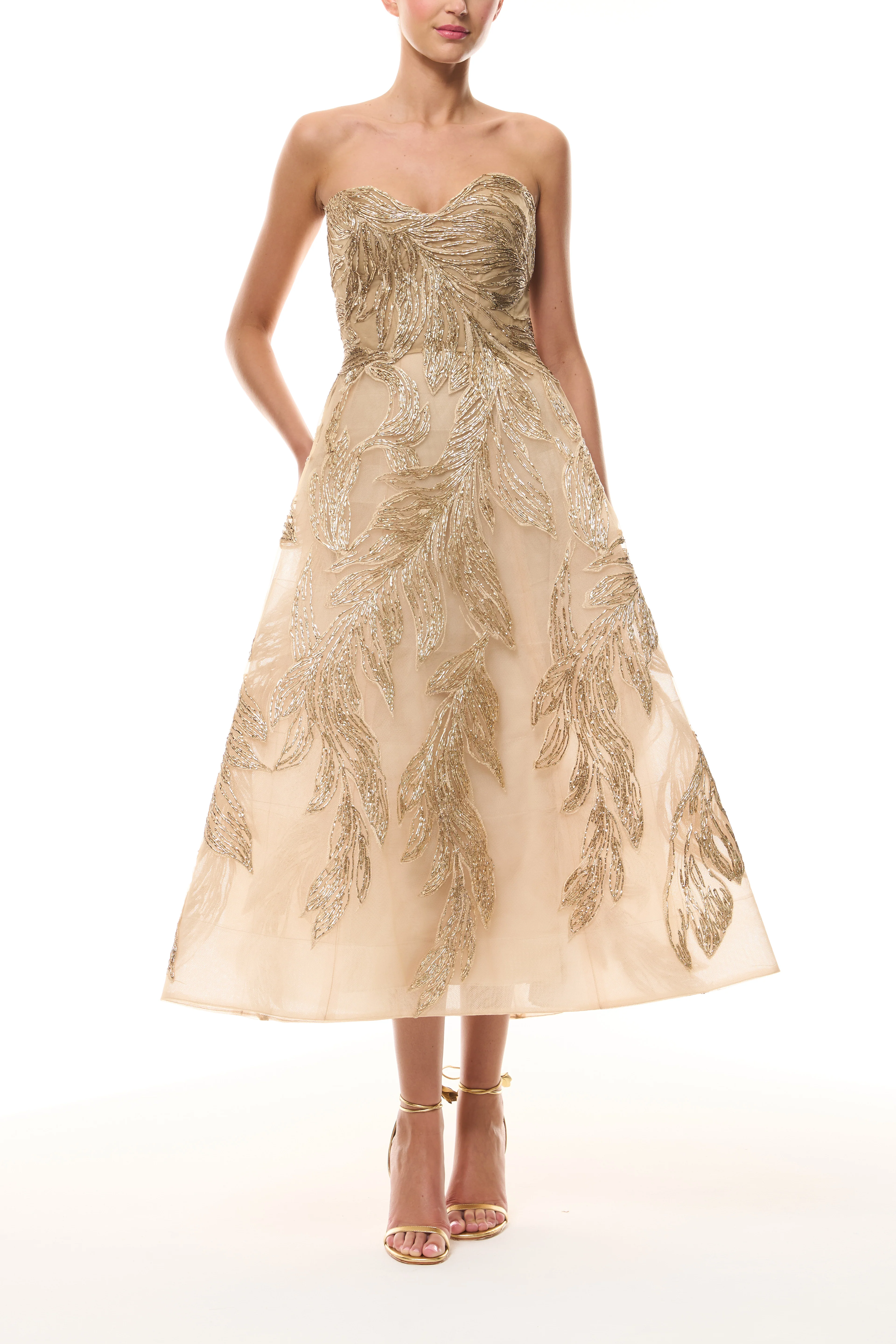Gold Feather Cocktail Dress