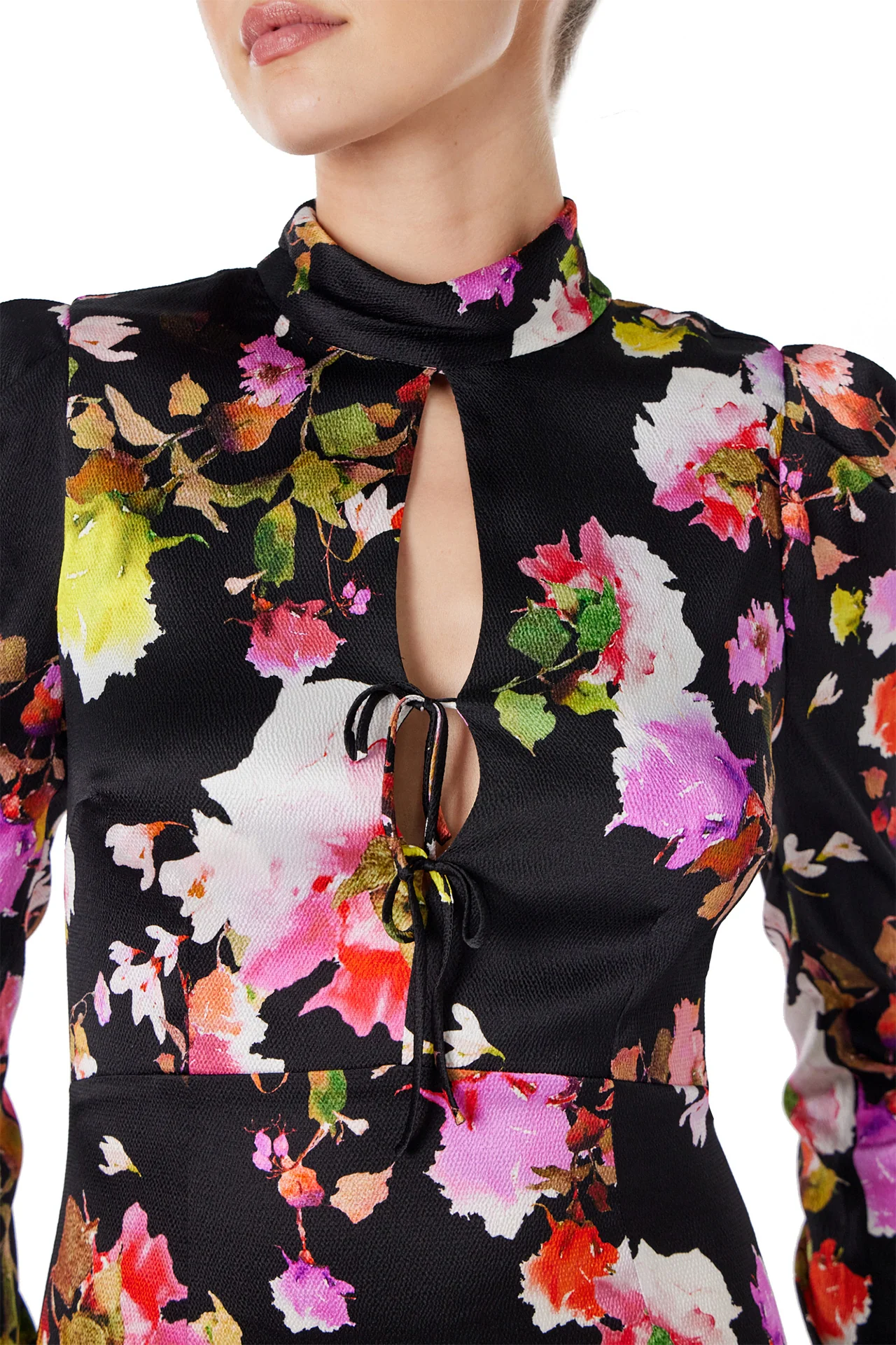 High Neck Floral Midi Dress - Image 5