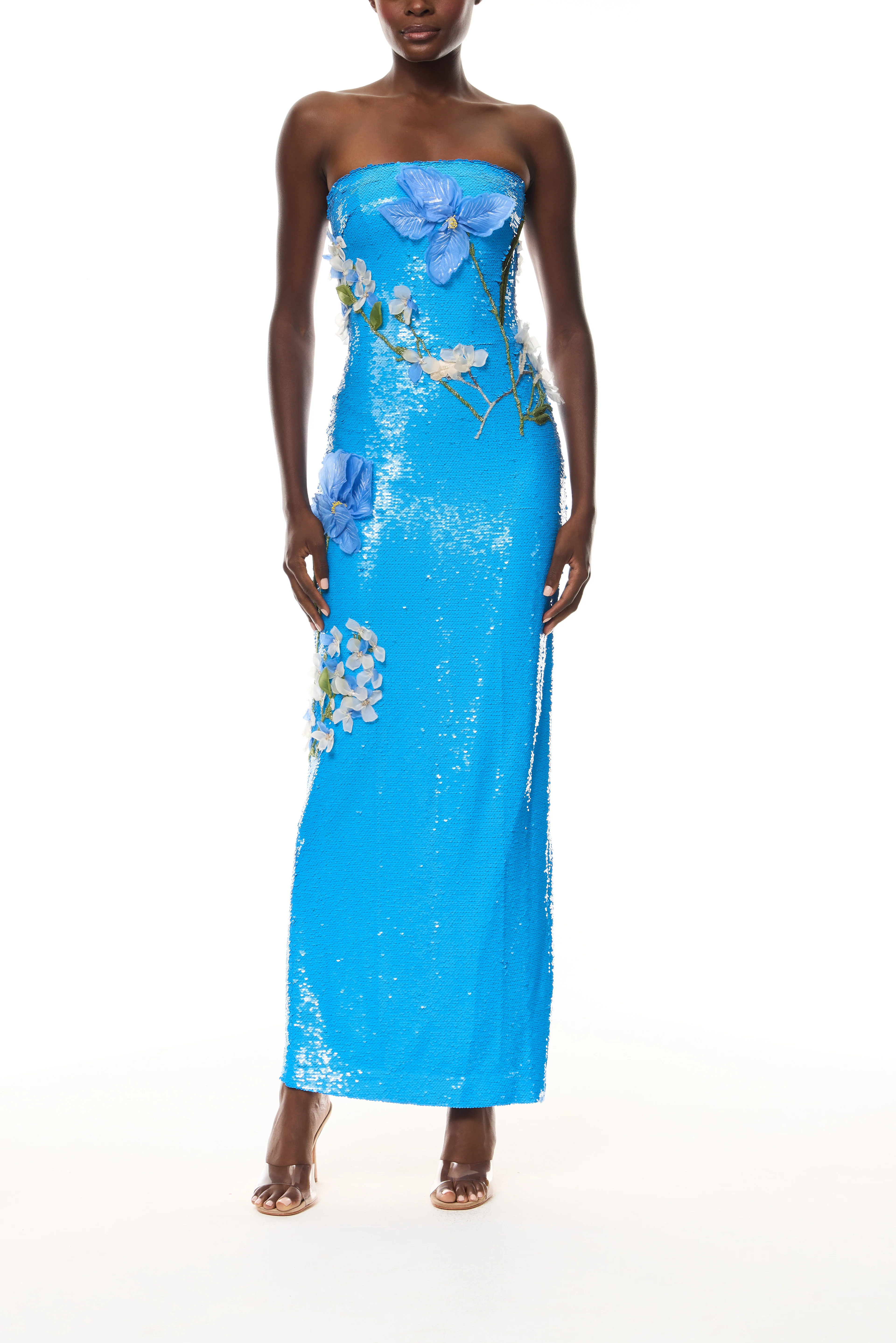 Iris Embroidered Sequin Column Gown - Image 5
