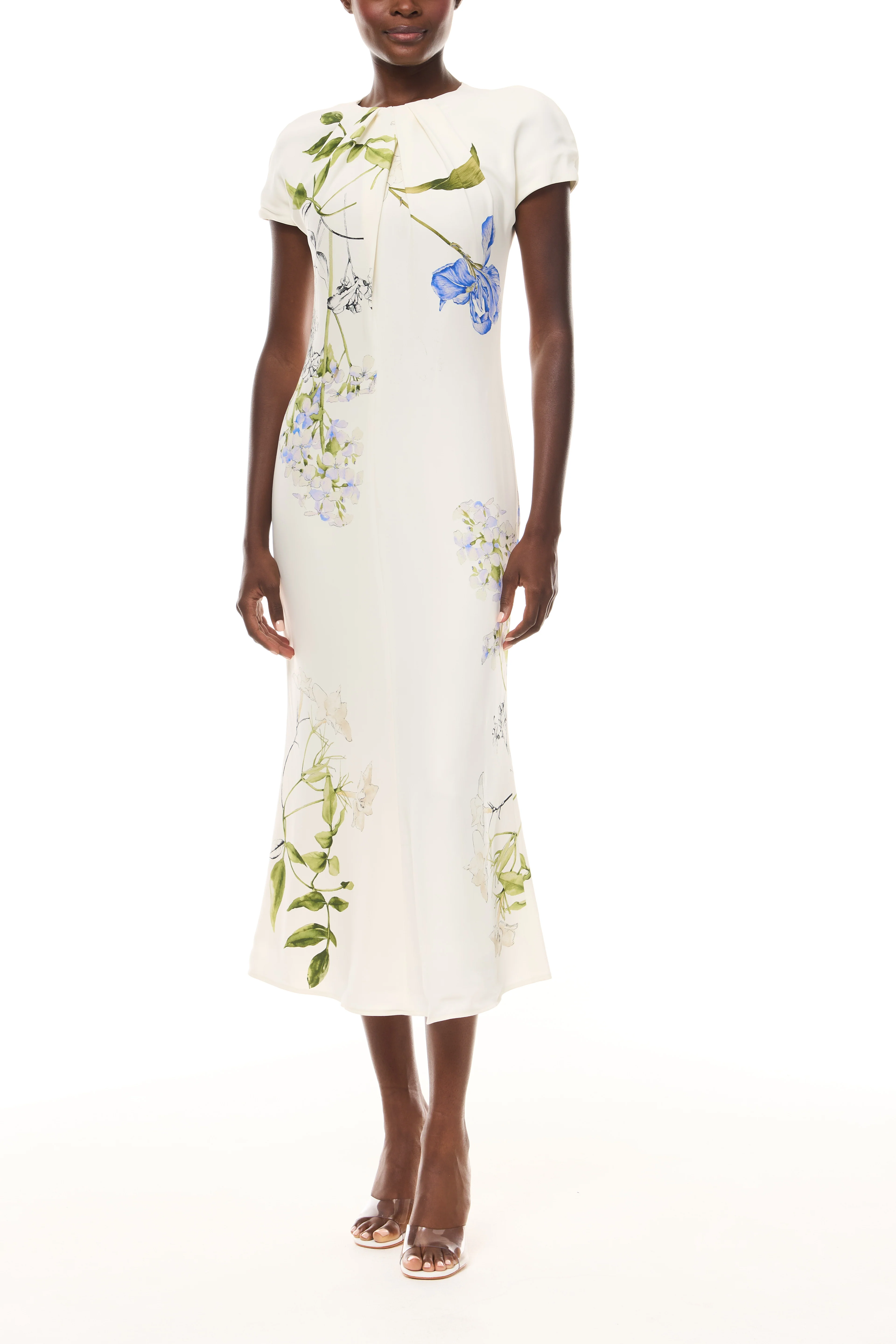 Floral Crepe Cap Sleeve Dress