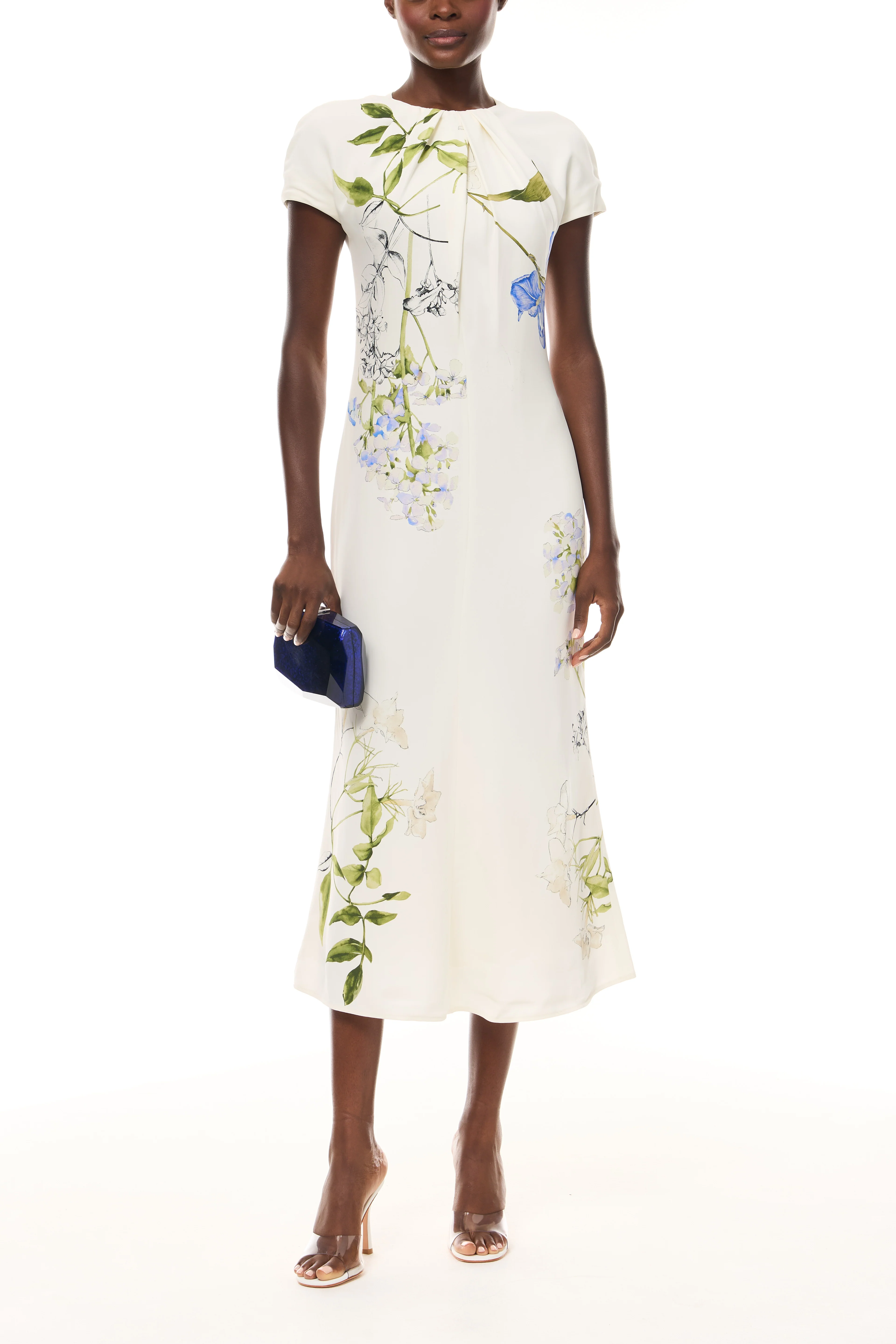 Floral Crepe Cap Sleeve Dress - Image 5