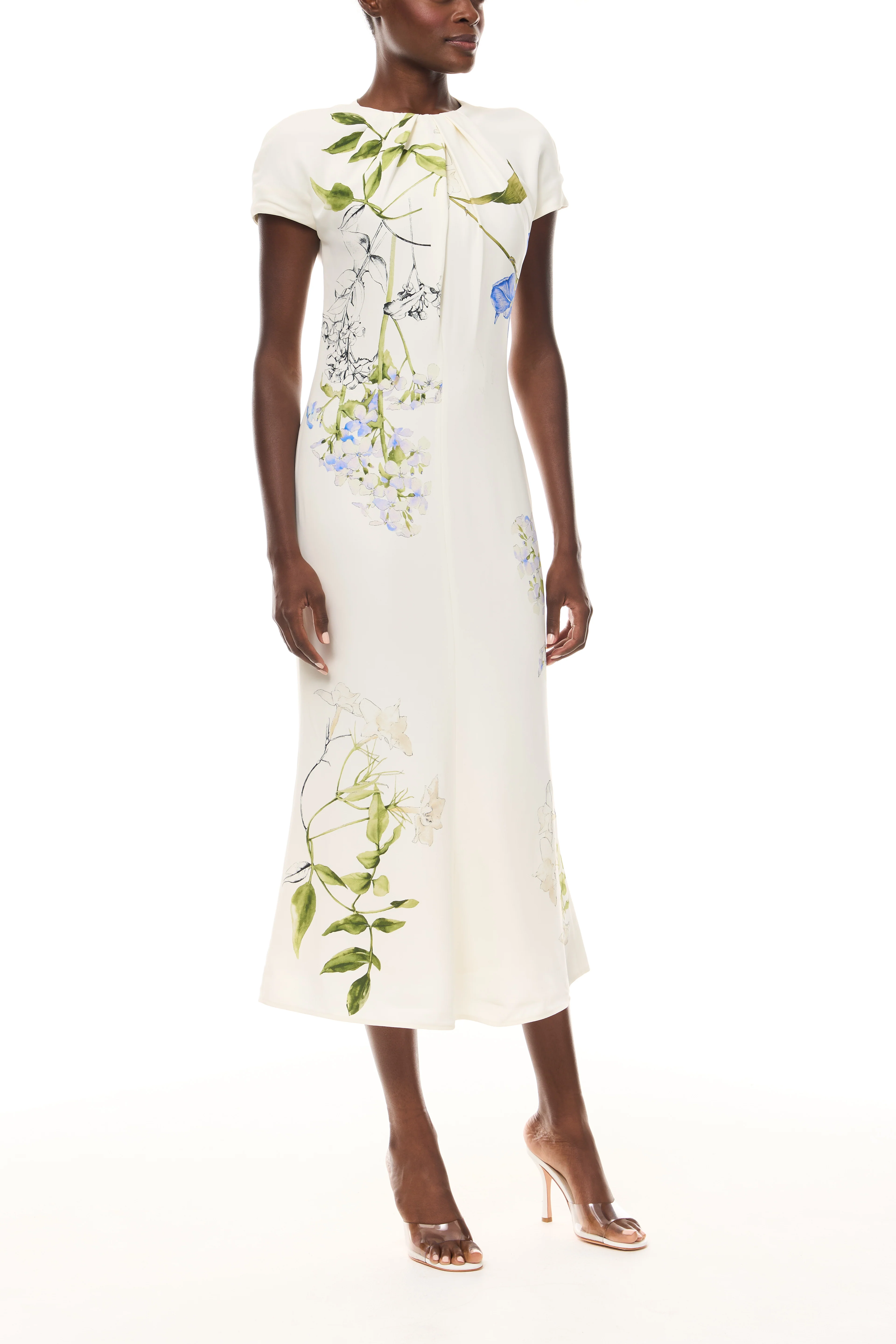 Floral Crepe Cap Sleeve Dress - Image 6