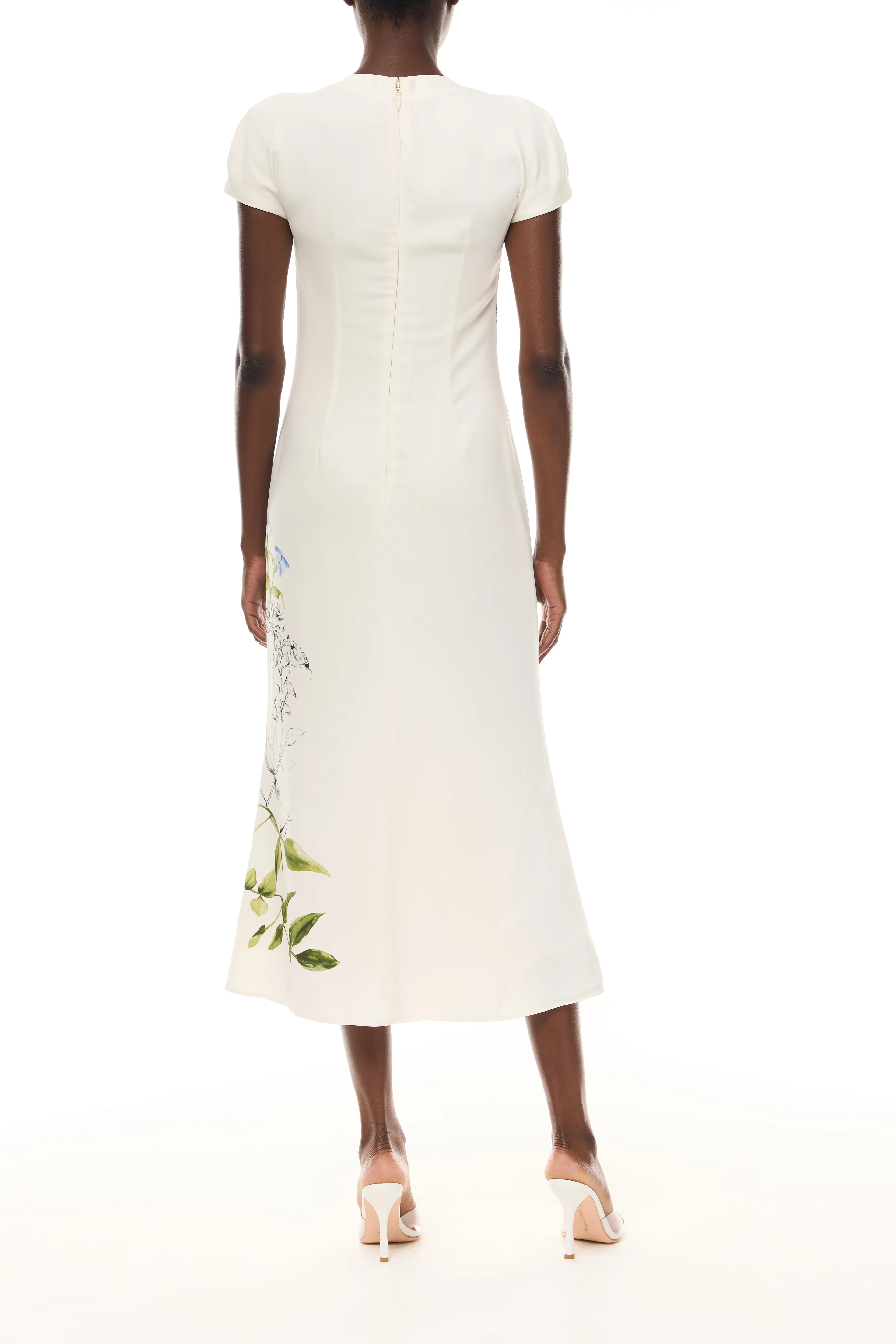 Floral Crepe Cap Sleeve Dress - Image 7