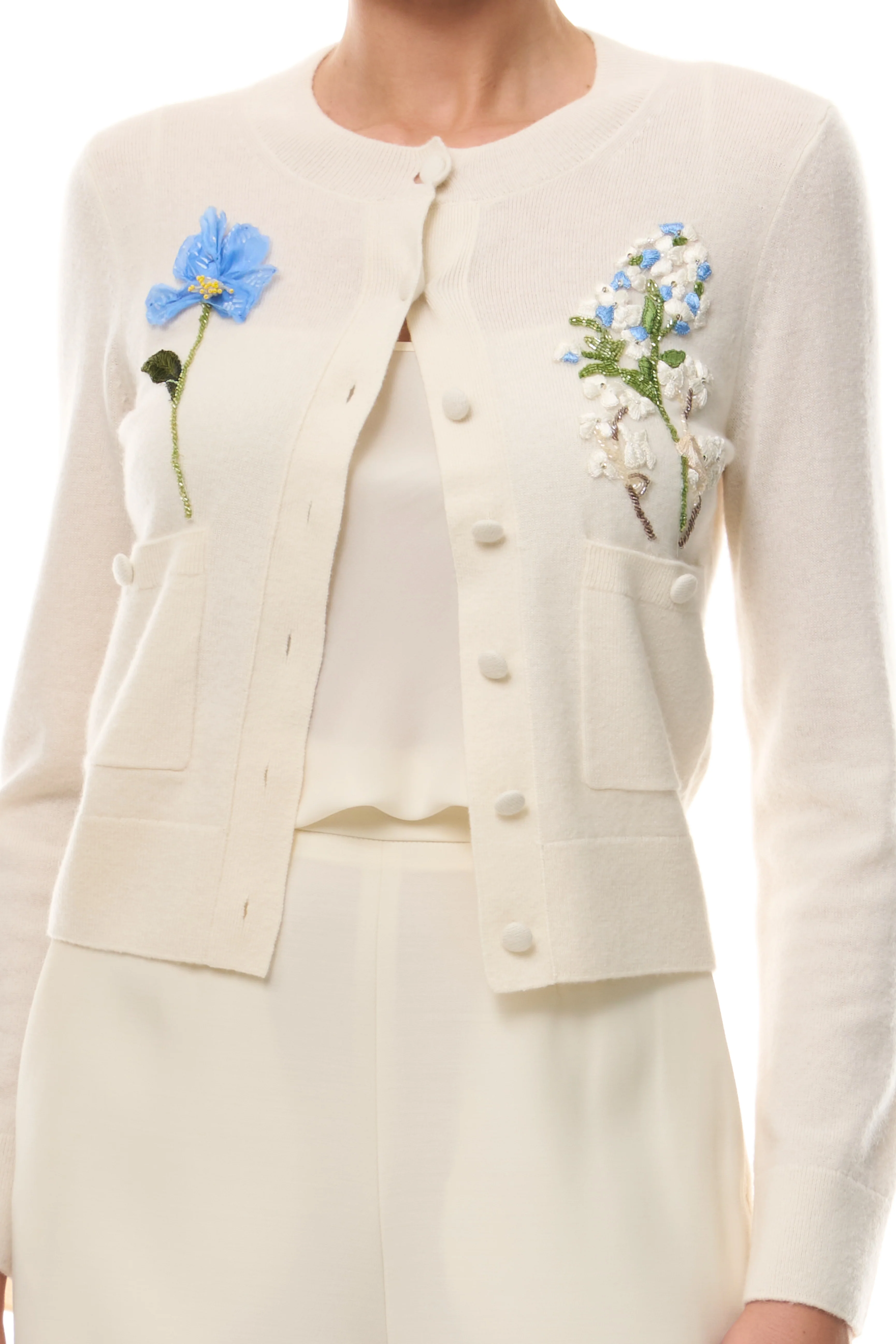 Floral Embroidered Cashmere Cardigan - Image 6