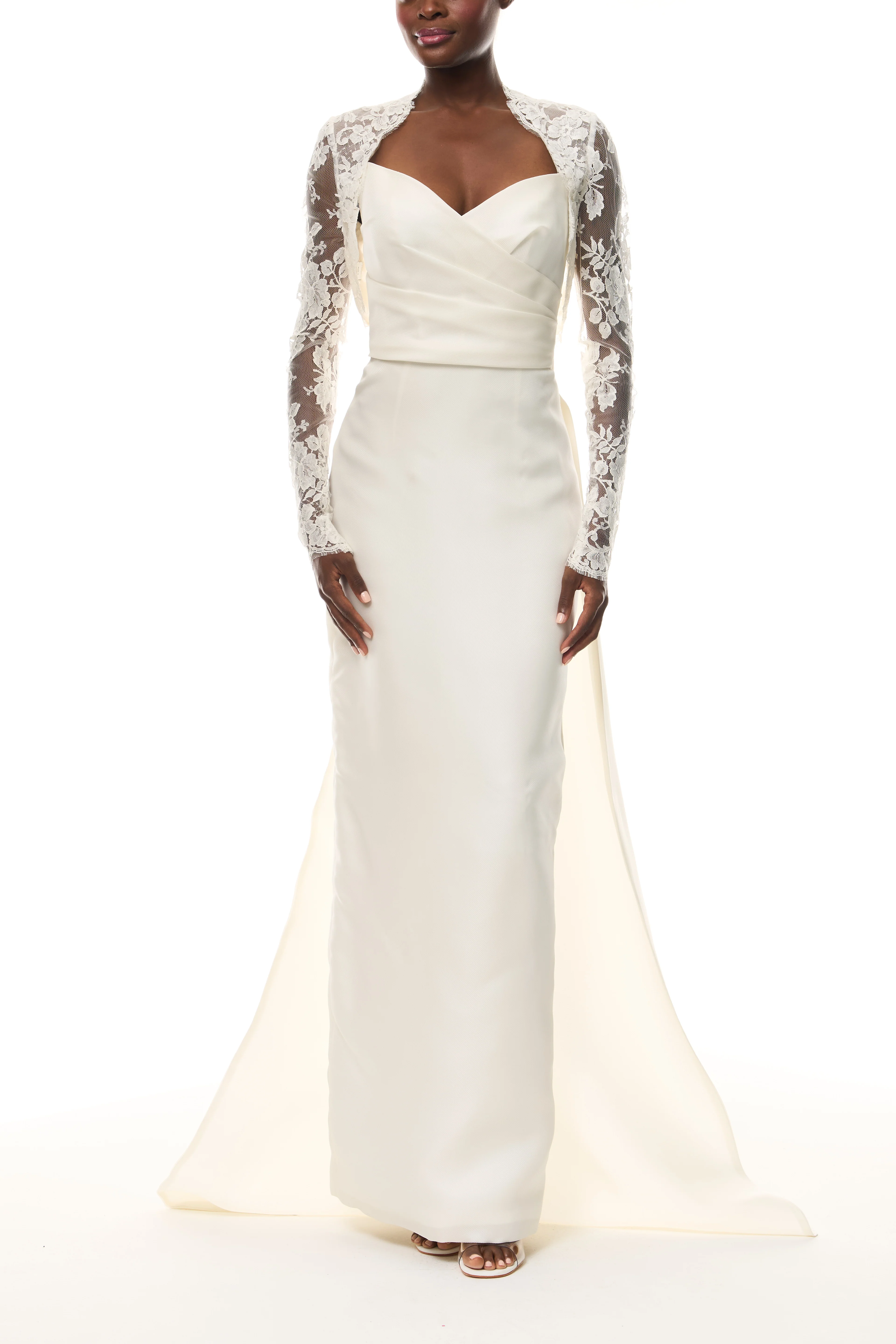 Ivory Draped Column Gown - Image 4
