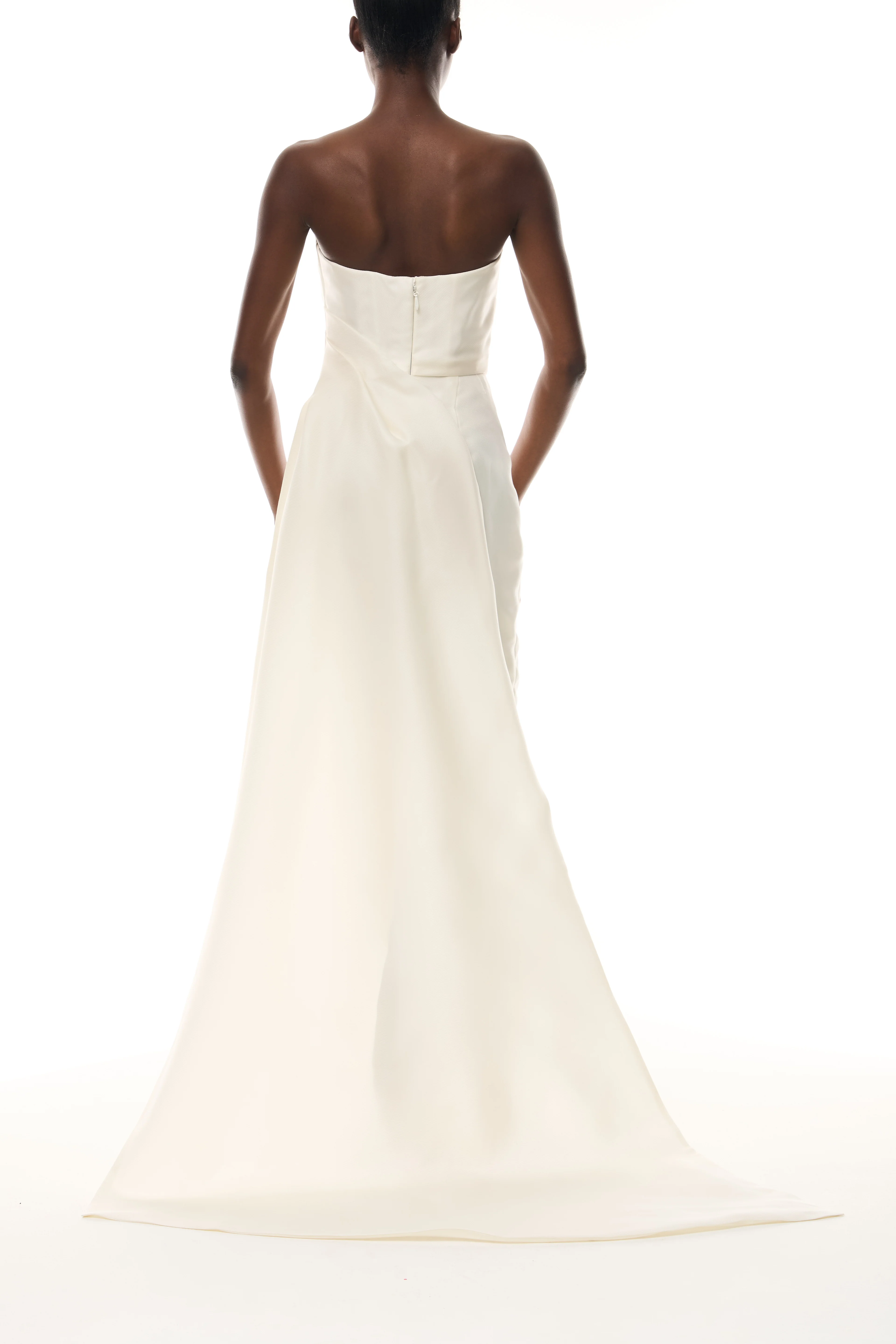 Ivory Draped Column Gown - Image 7