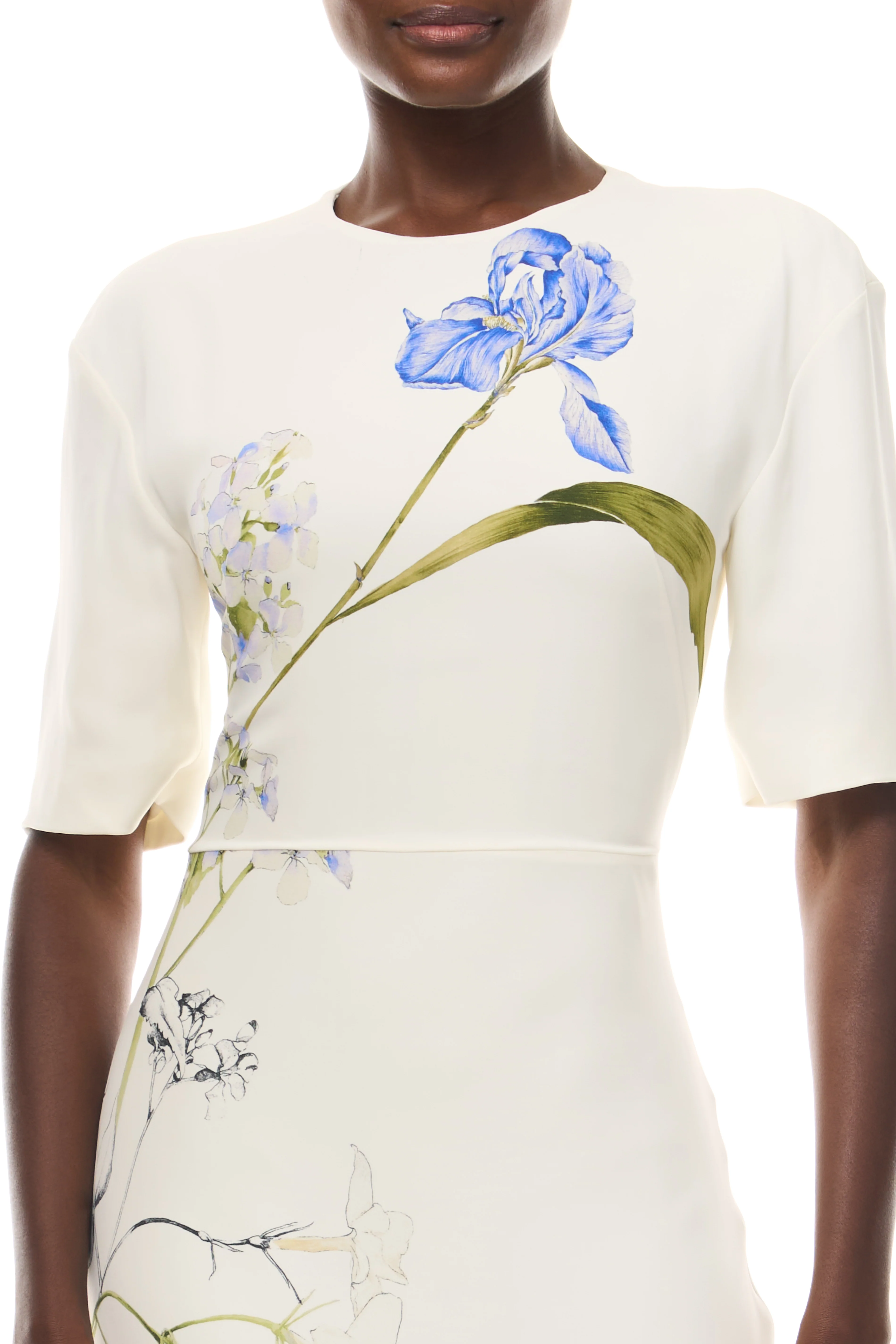 Ivory Floral Short Sleeve Gown - Image 2