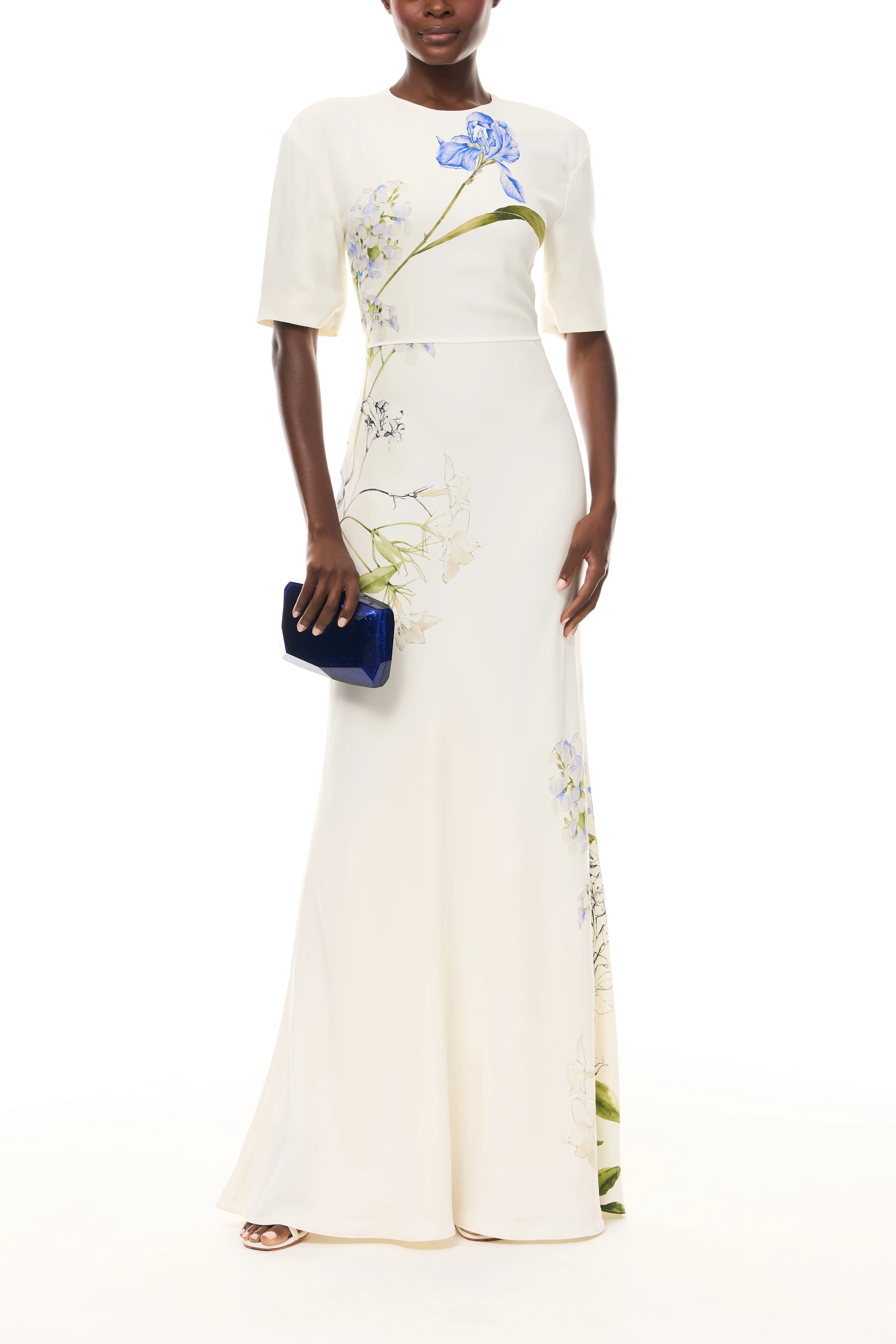 Ivory Floral Short Sleeve Gown - Image 4