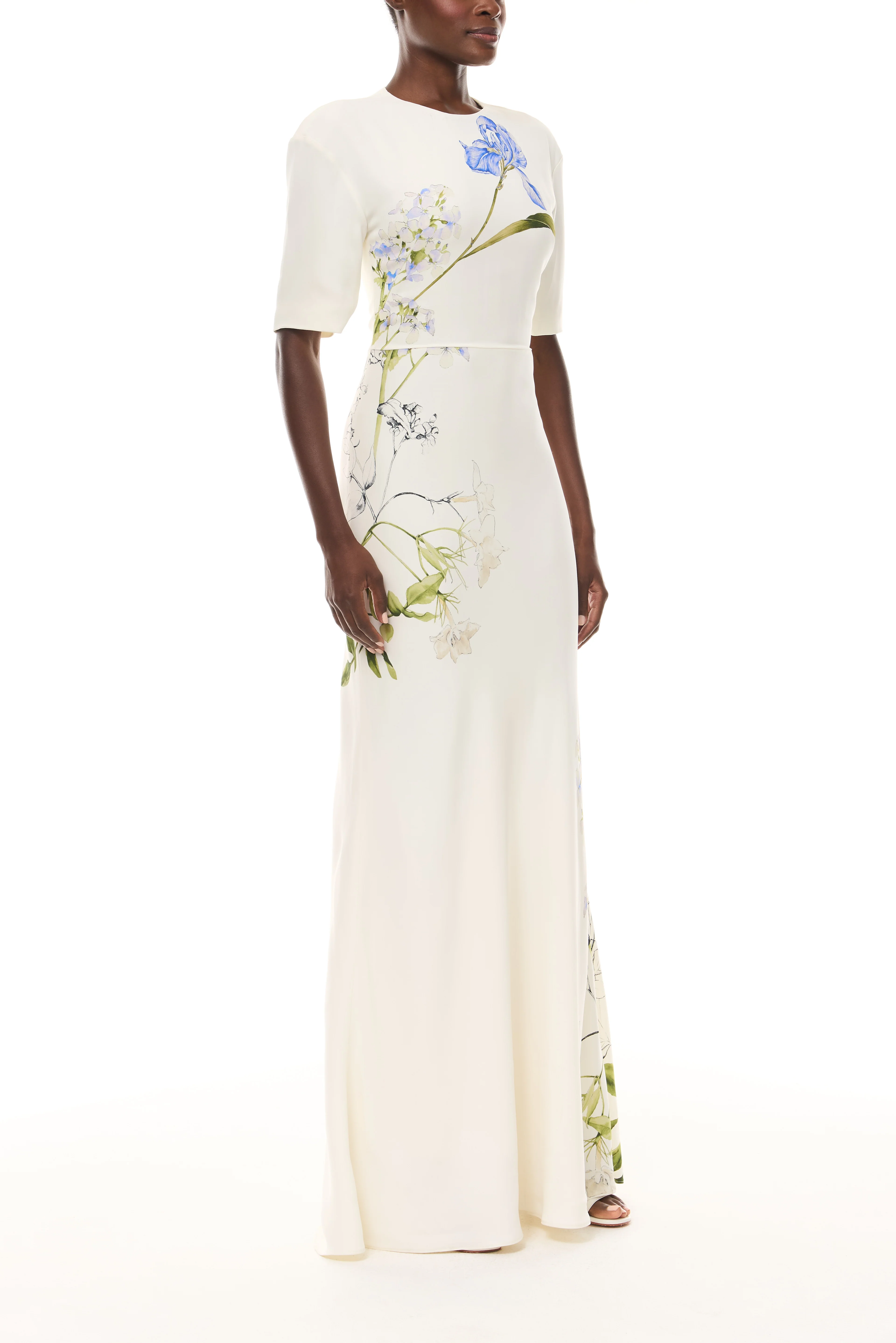 Ivory Floral Short Sleeve Gown - Image 5