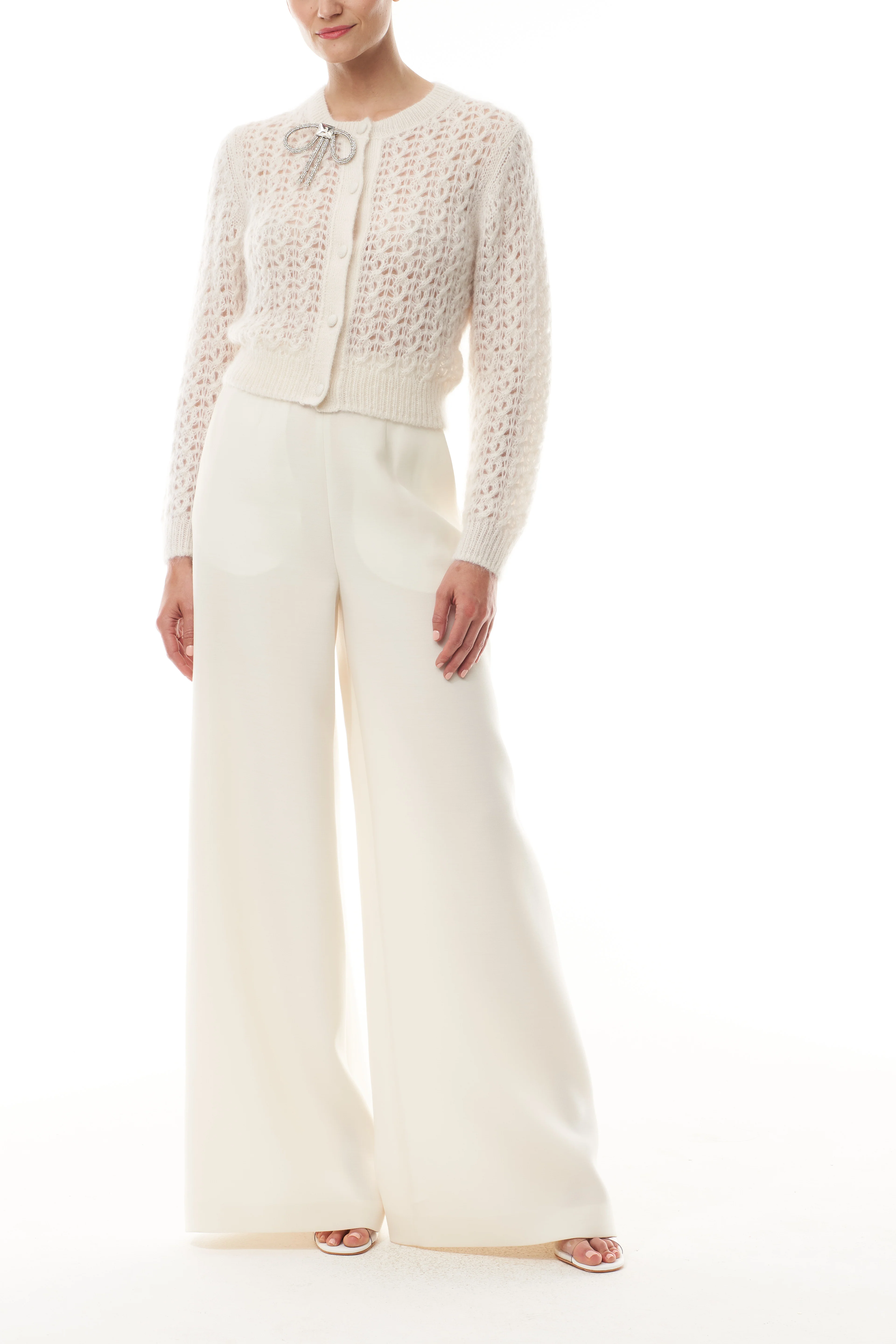 Lace Mohair Bow Cardigan - Image 2