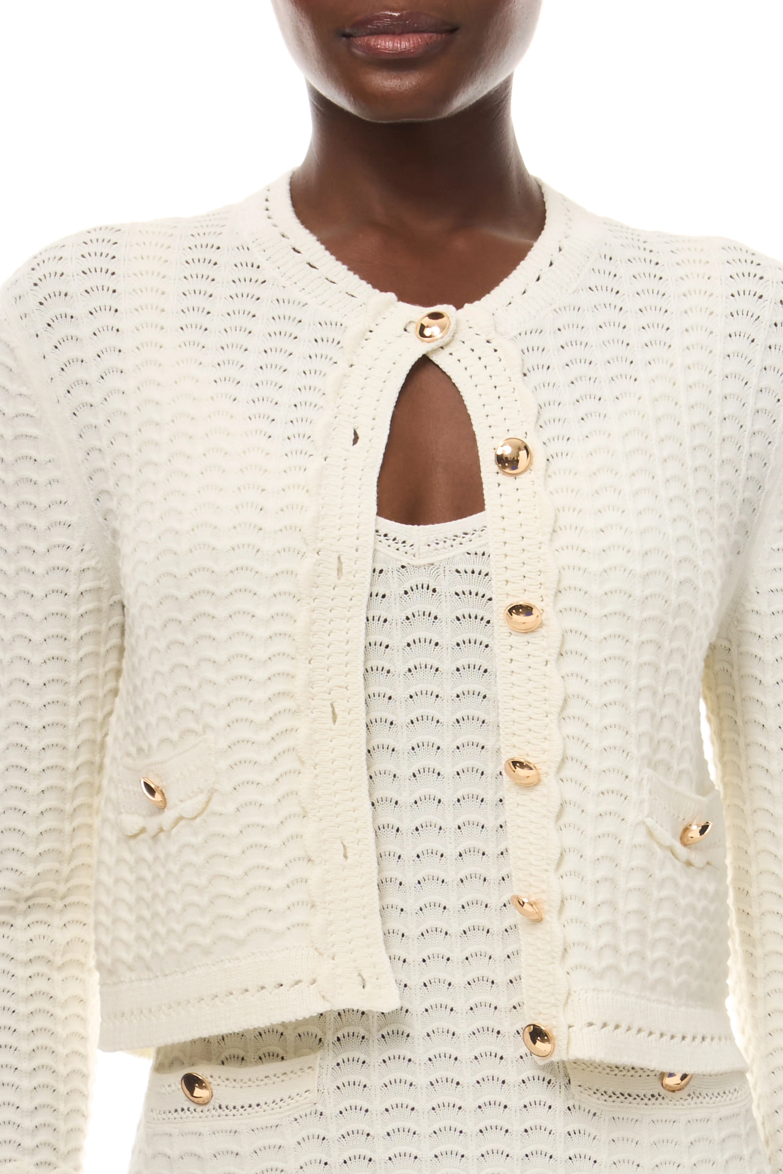 Ivory Lace-Stitch Cardigan