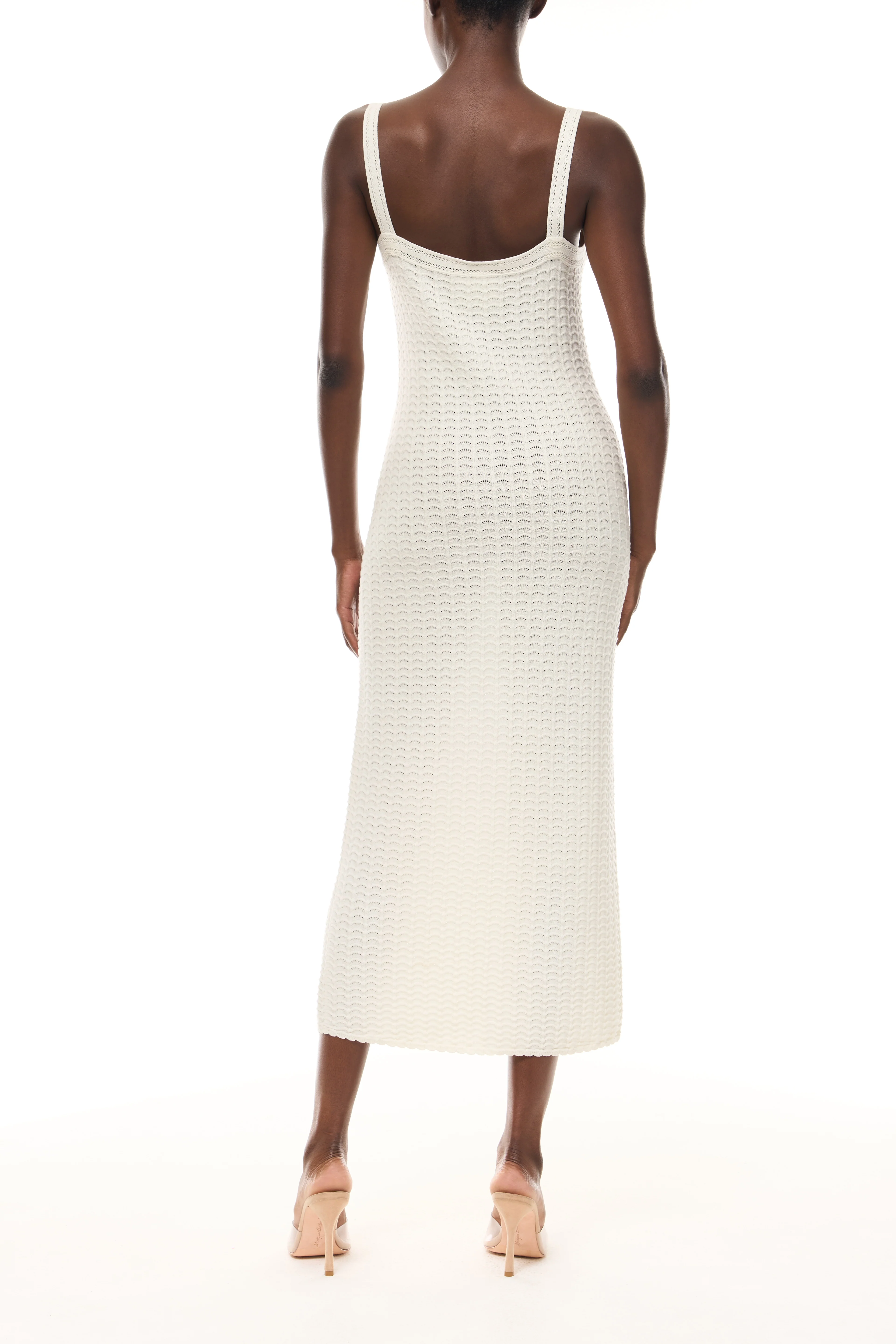 Ivory Lace-Stitch Knit Dress - Image 7