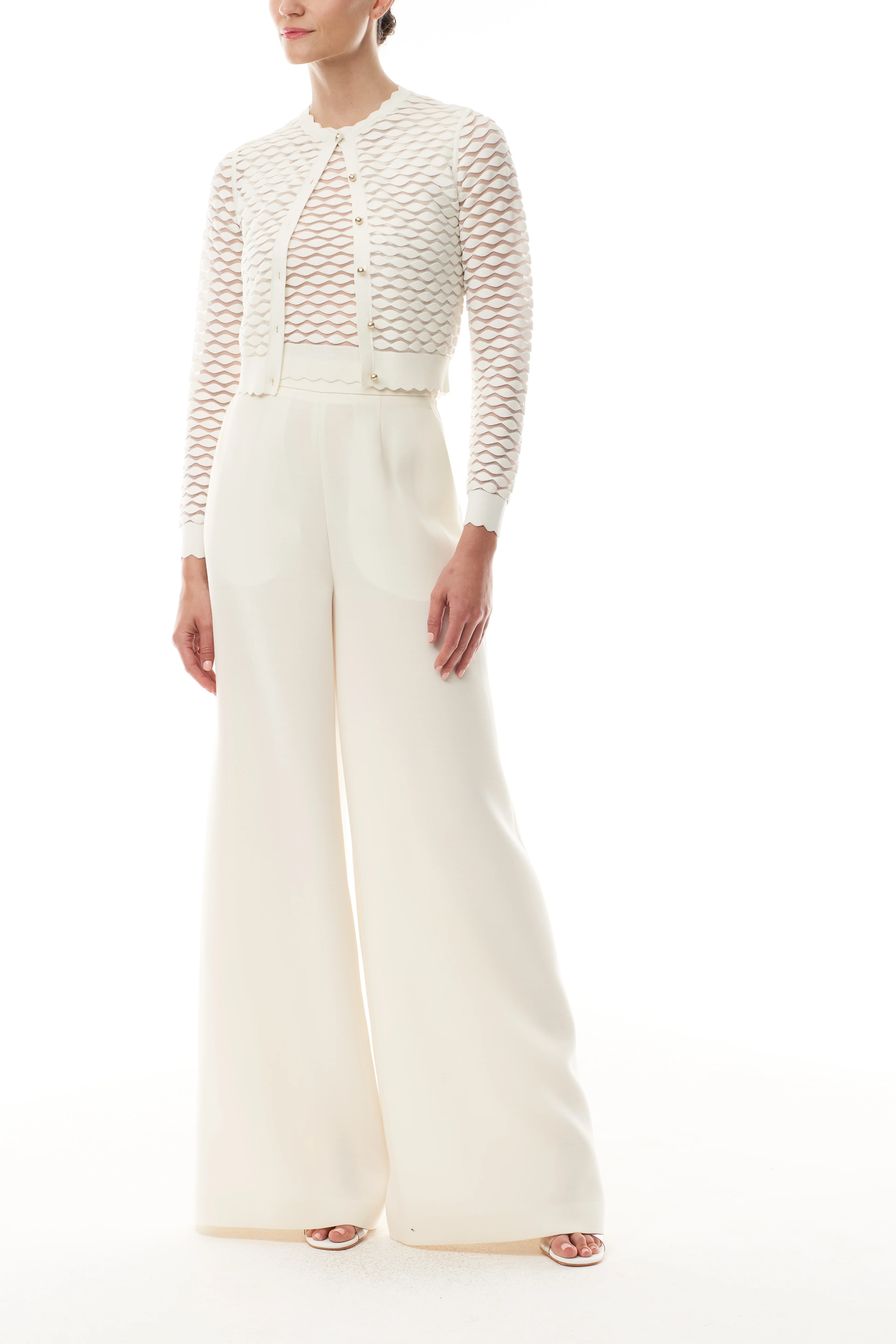 Ivory Scallop Knit Cardigan - Image 2