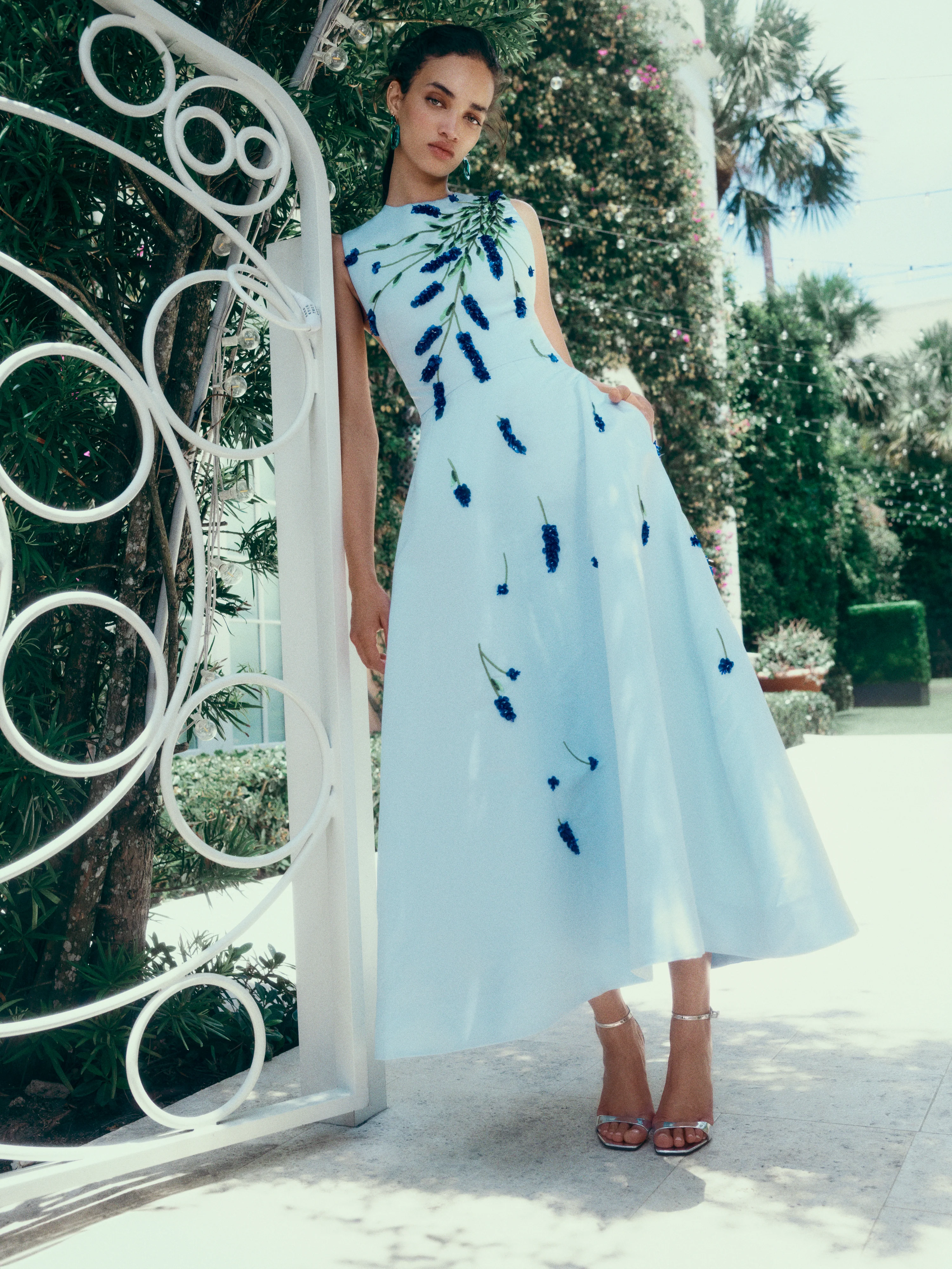 Lavender Embroidered Tea-Length Dress - Image 7