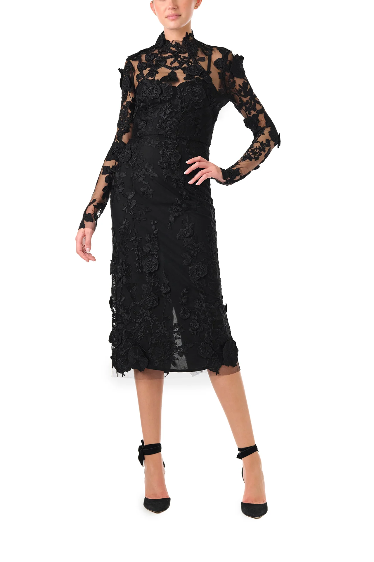 Long Sleeve Noir Lace Jacket - Image 3