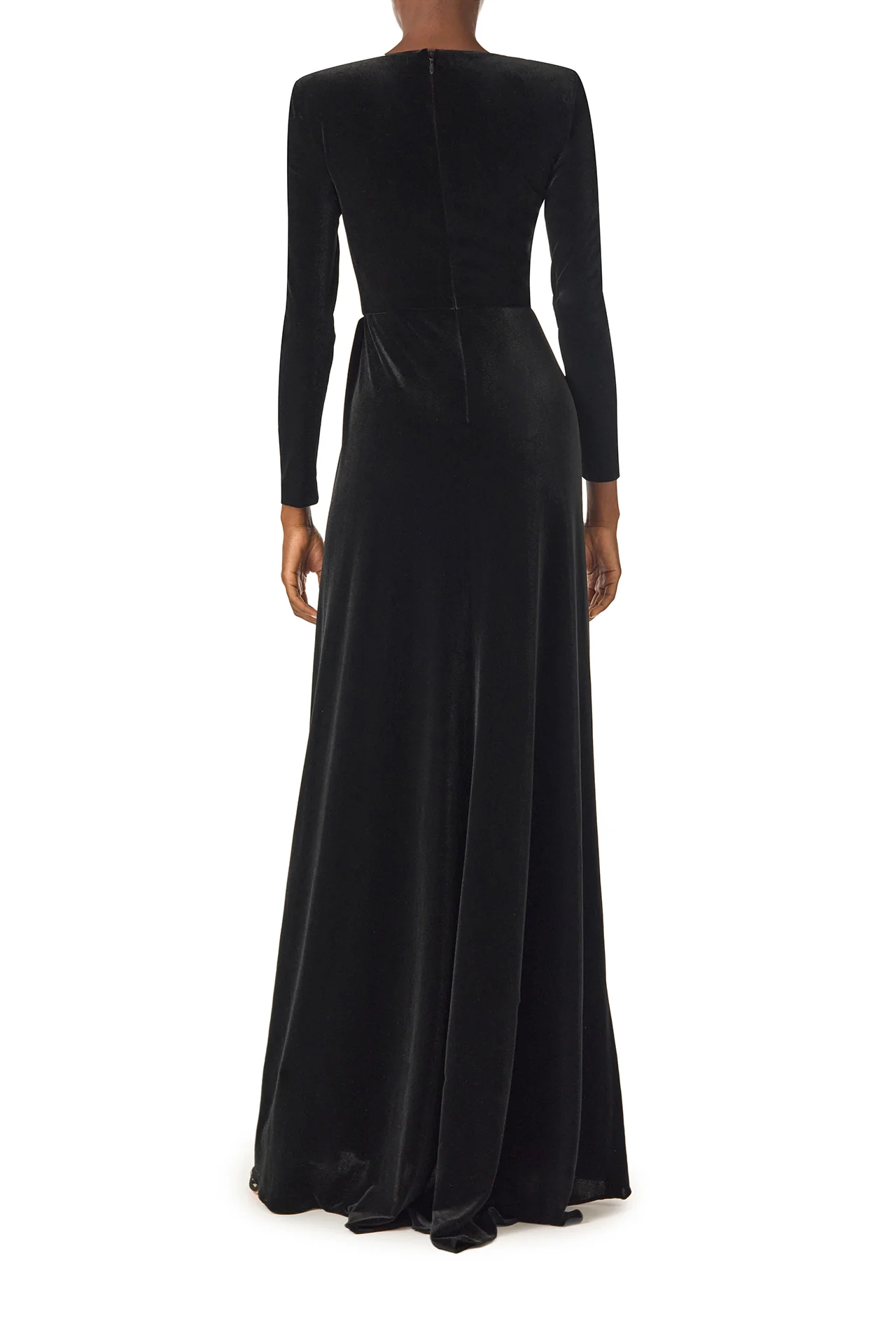 Long Sleeve Velour Gown With Scarf - Image 6
