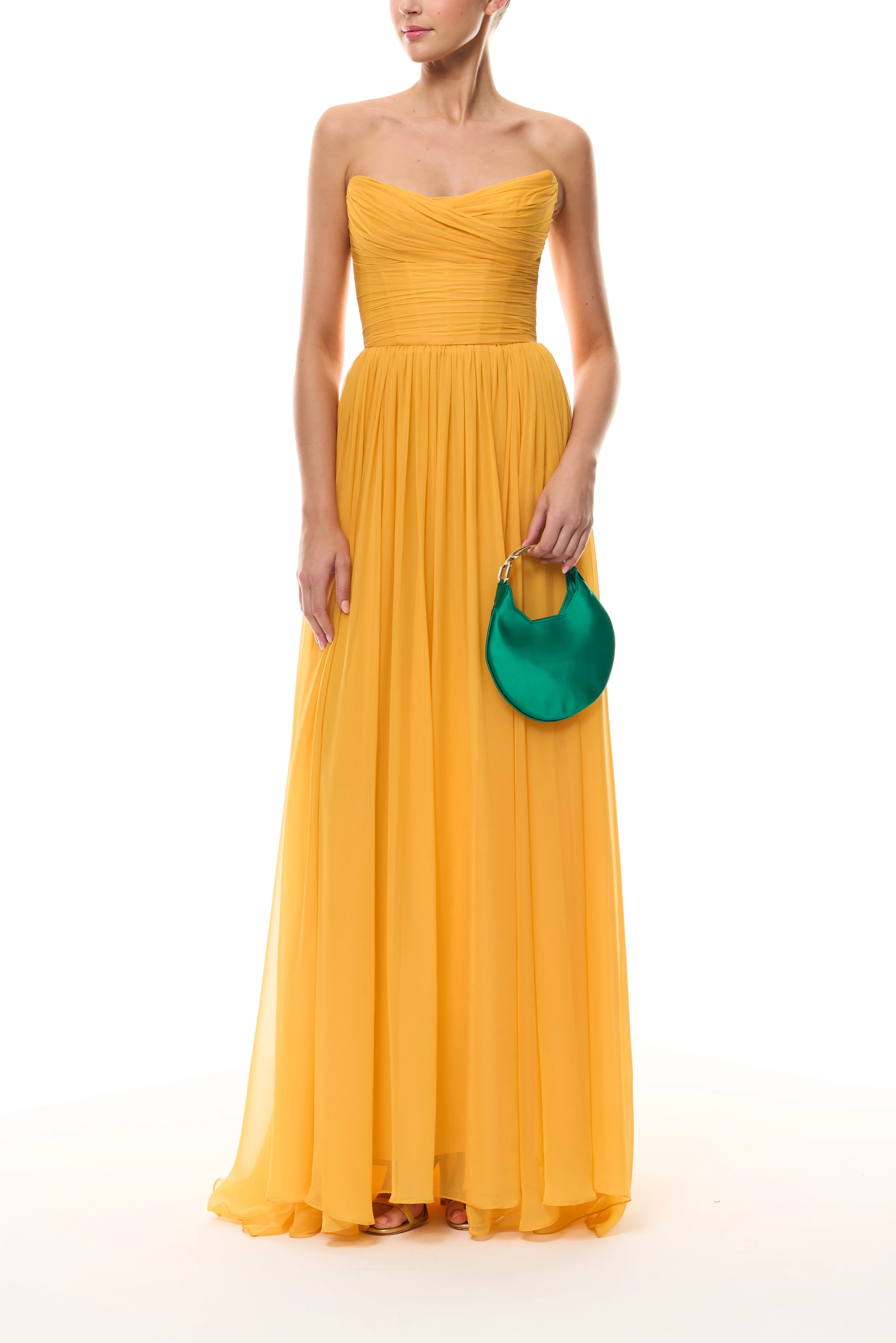Mango Chiffon Strapless Gown