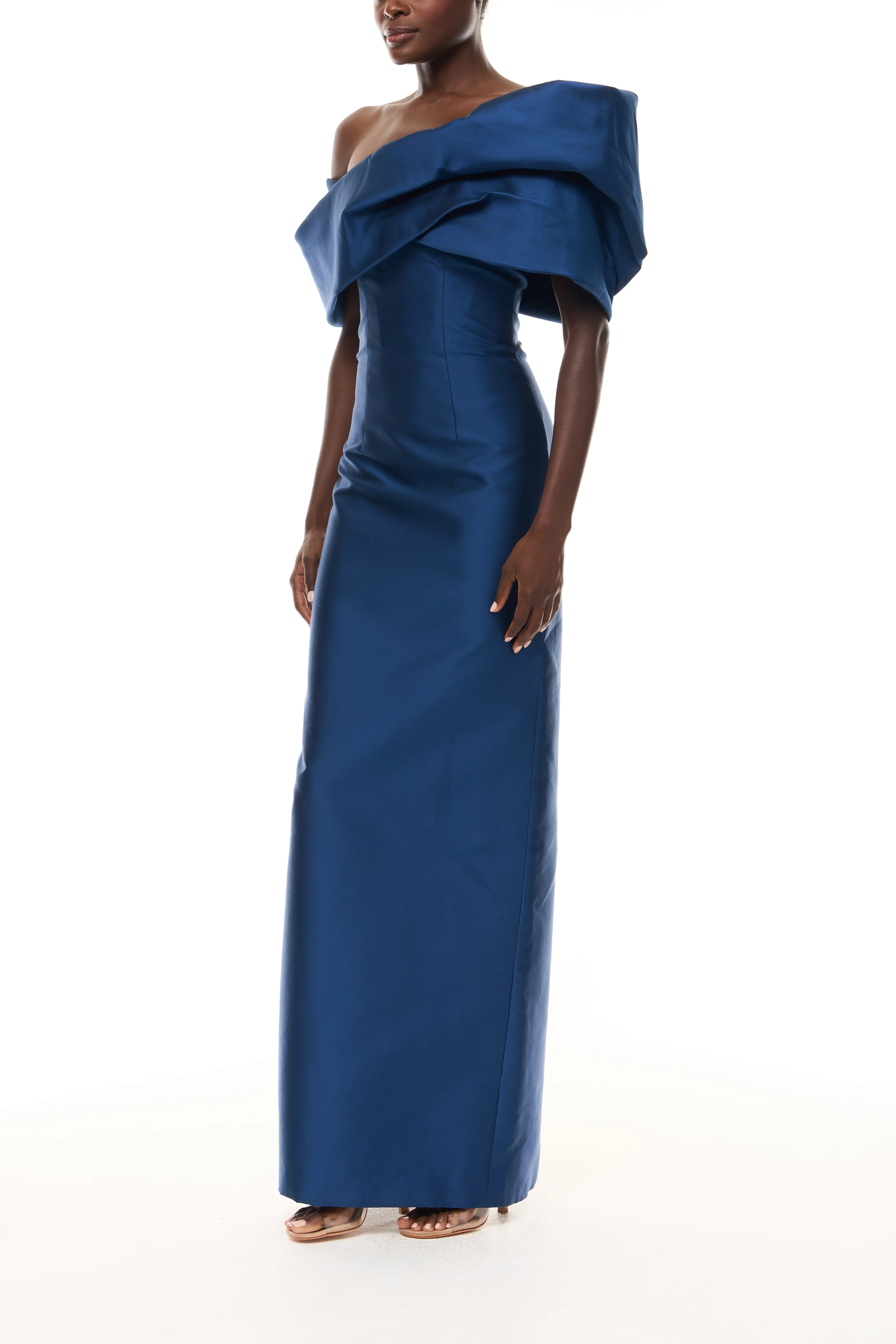 Asymmetric Draped Column Gown - Image 3