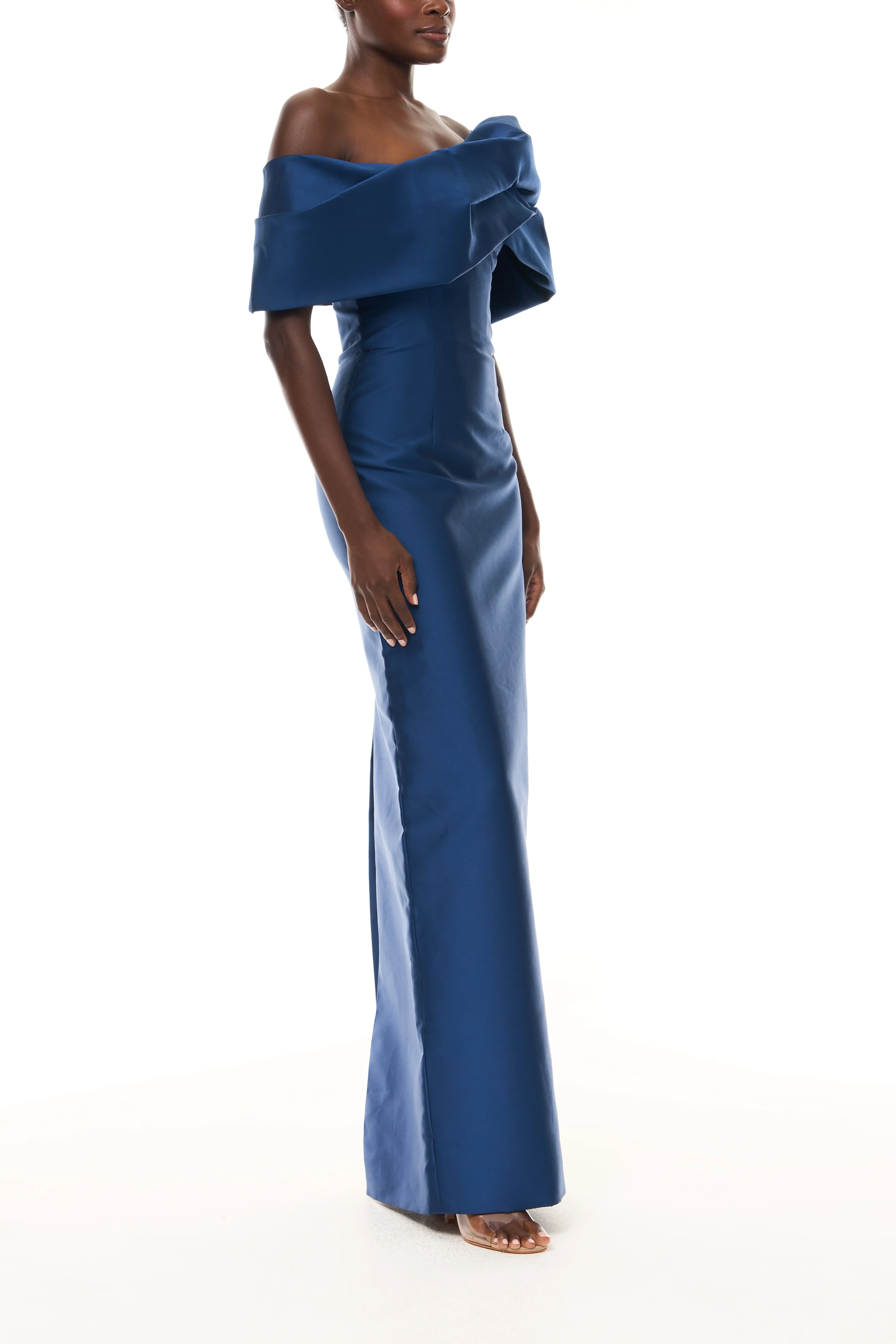 Asymmetric Draped Column Gown - Image 5