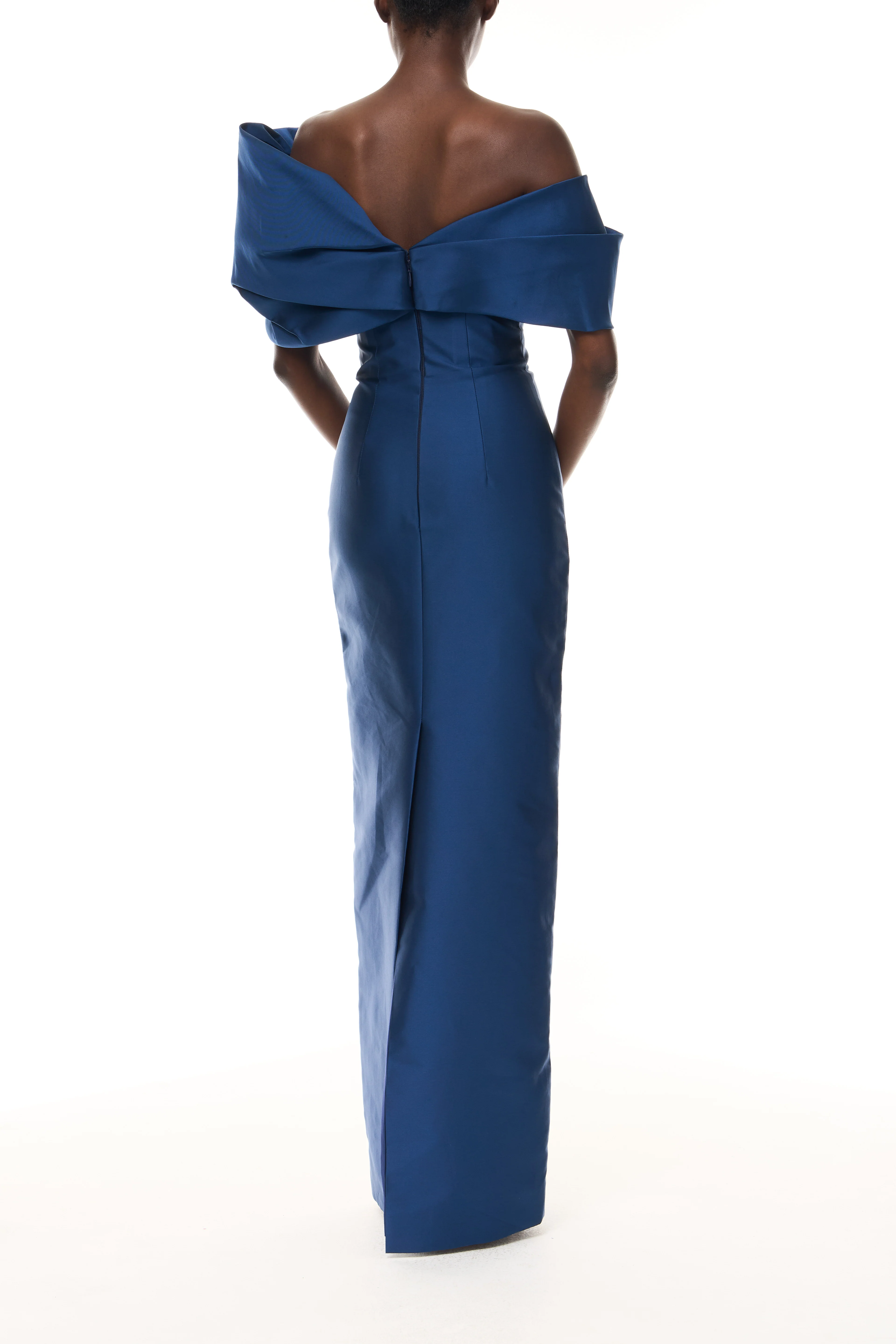 Asymmetric Draped Column Gown - Image 6
