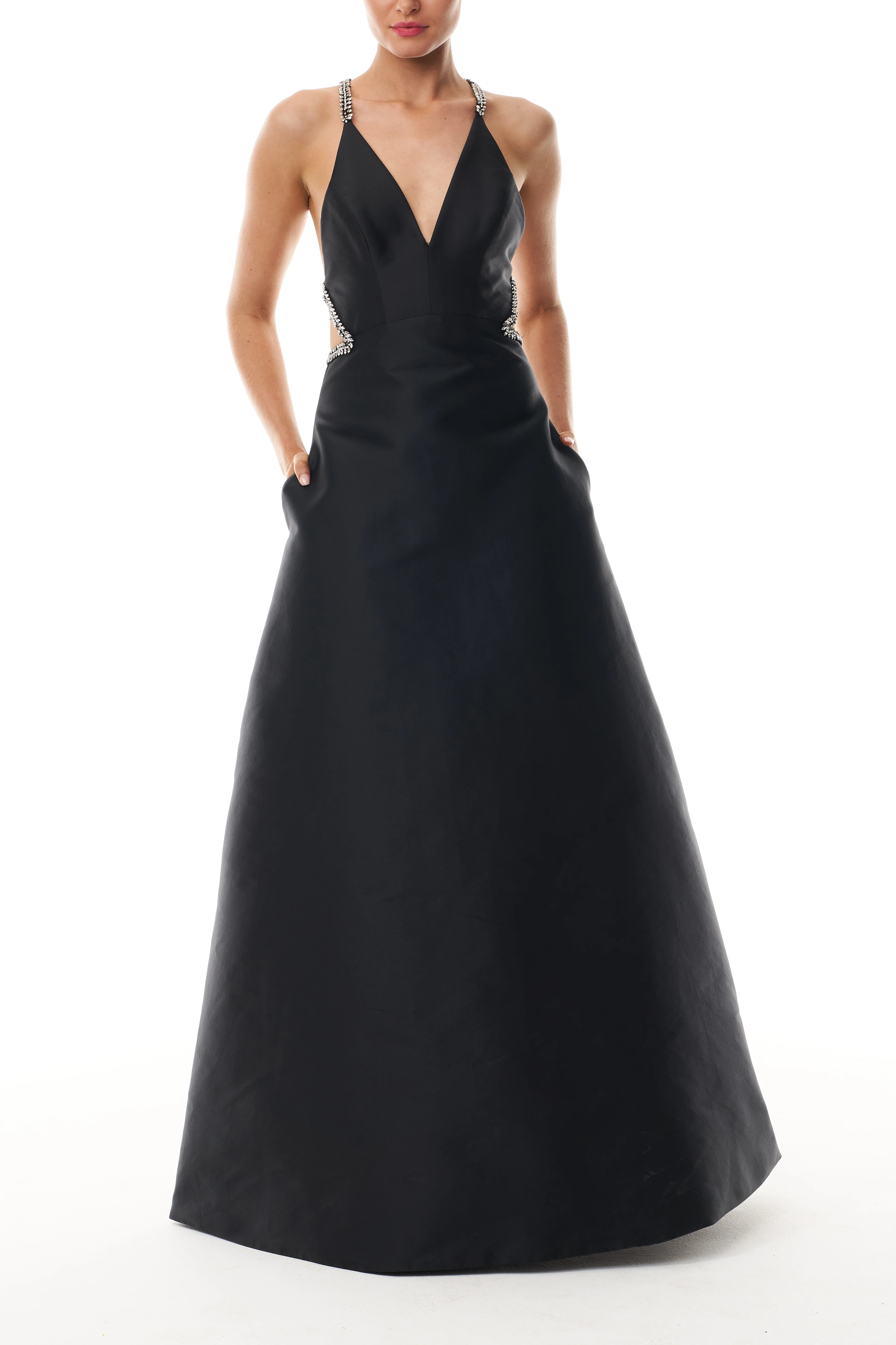Noir Crystal Cutout Ballgown - Image 3