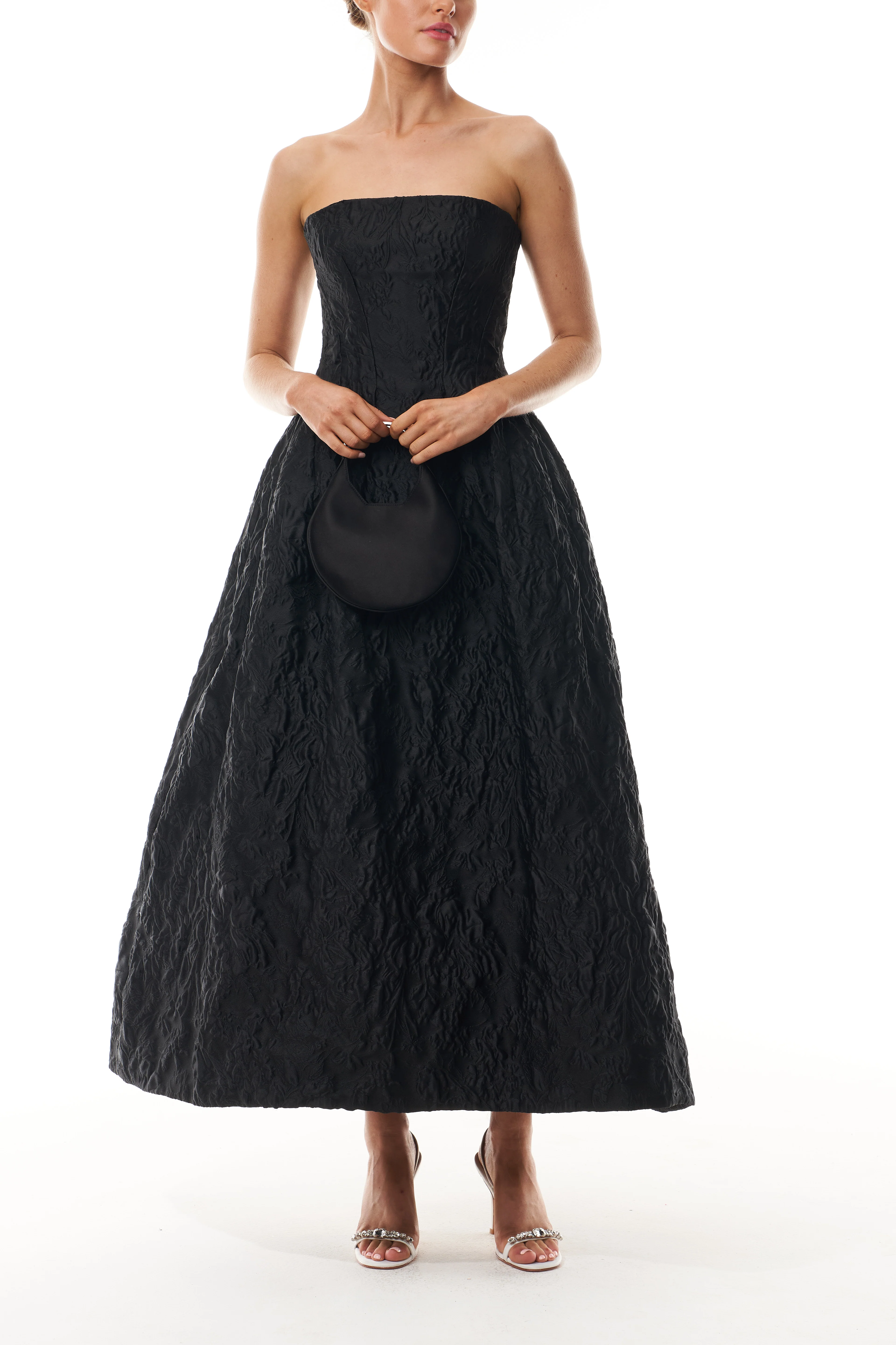 Noir Floral Jacquard Dress - Image 4
