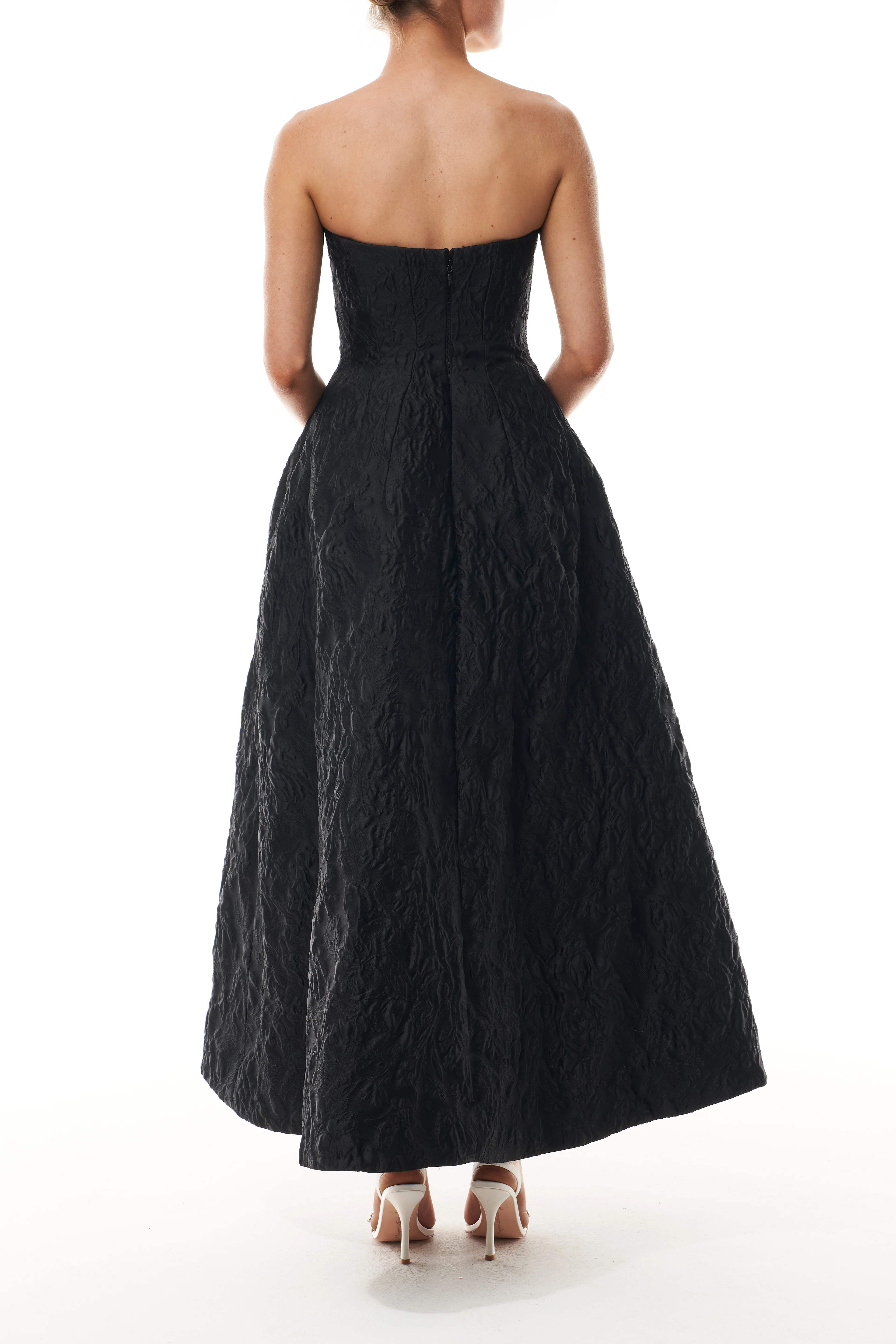 Noir Floral Jacquard Dress - Image 6