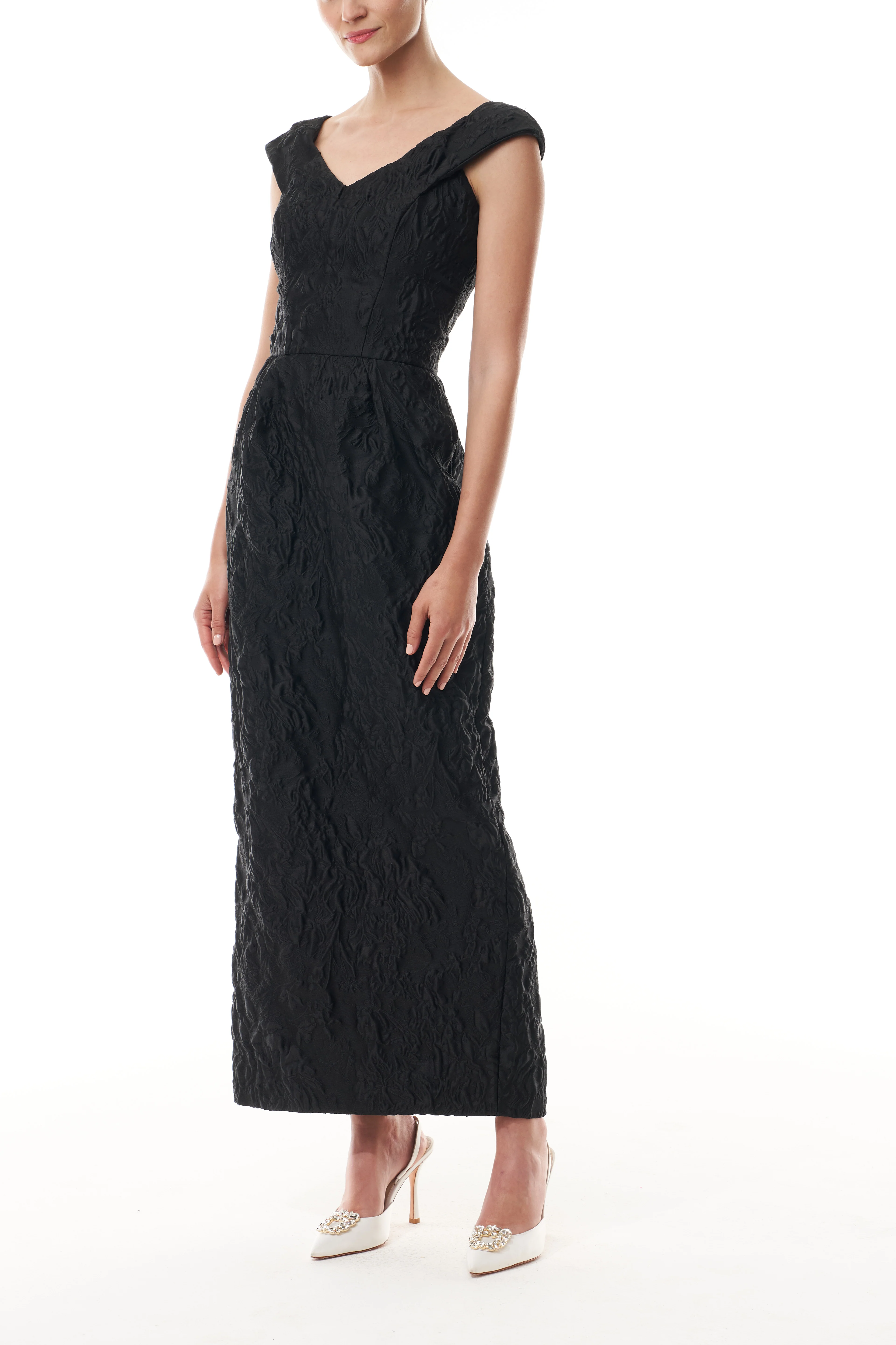 Jacquard V-Neck Column Dress - Image 3