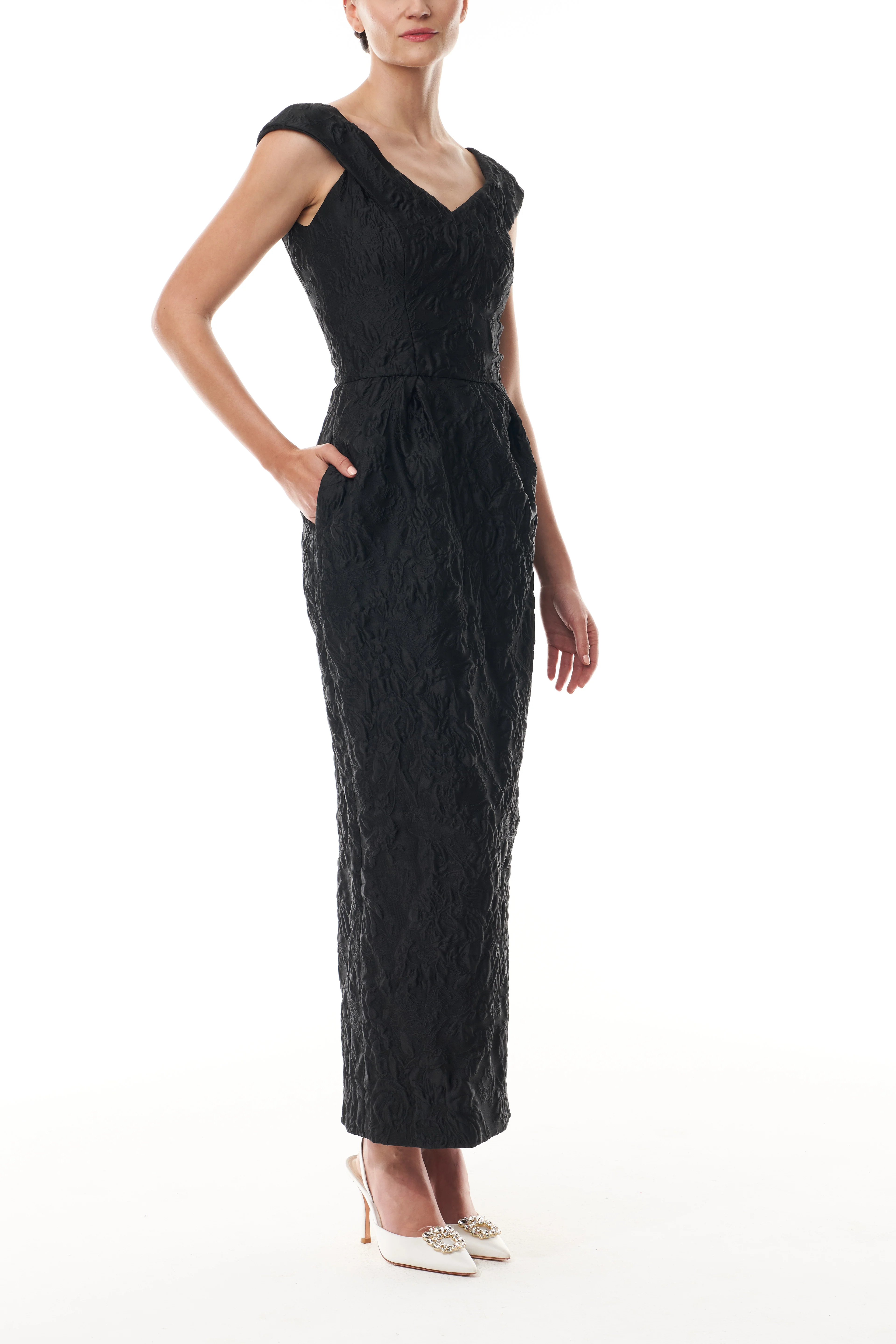 Jacquard V-Neck Column Dress - Image 4