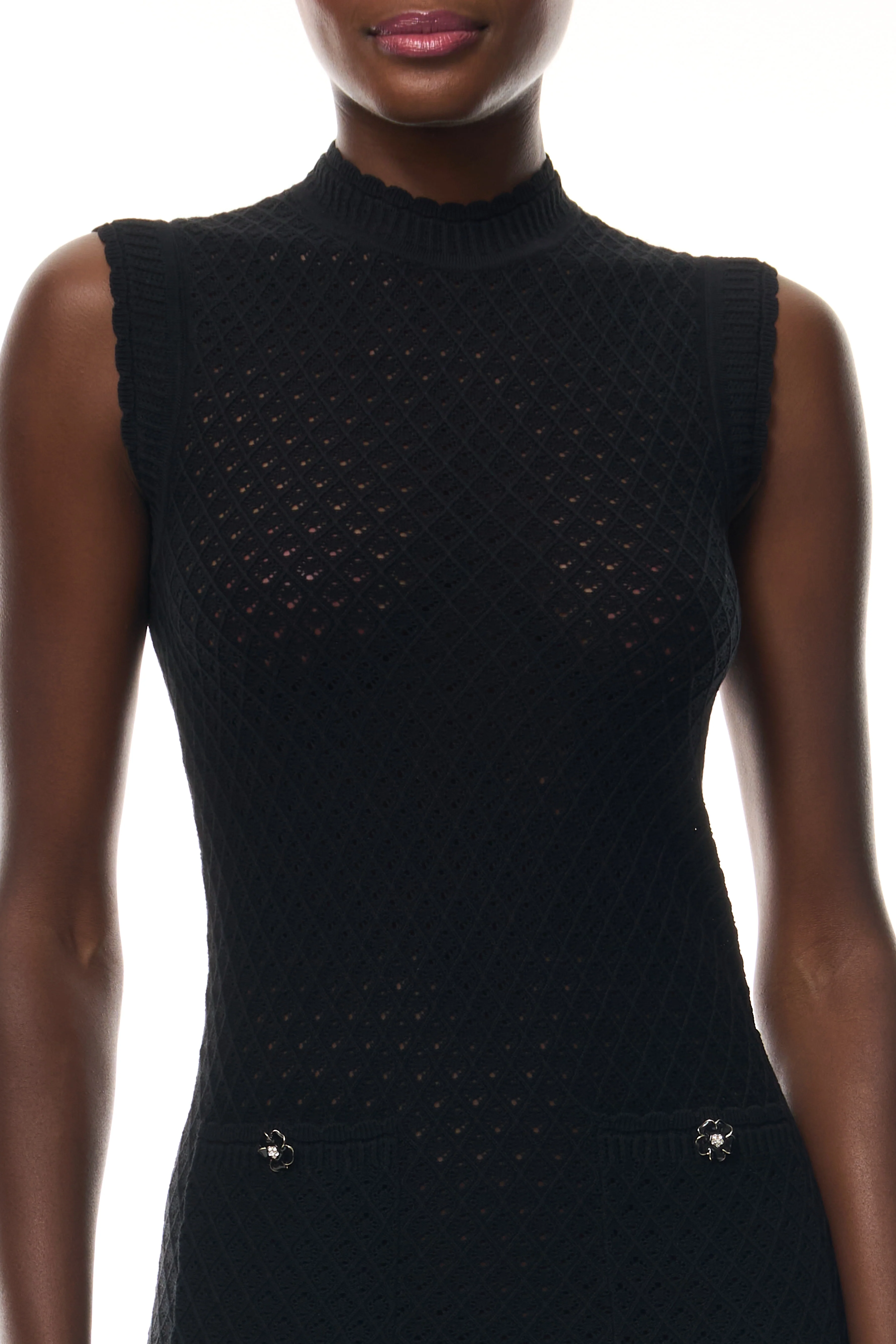Noir Lace Knit Shift Dress - Image 2