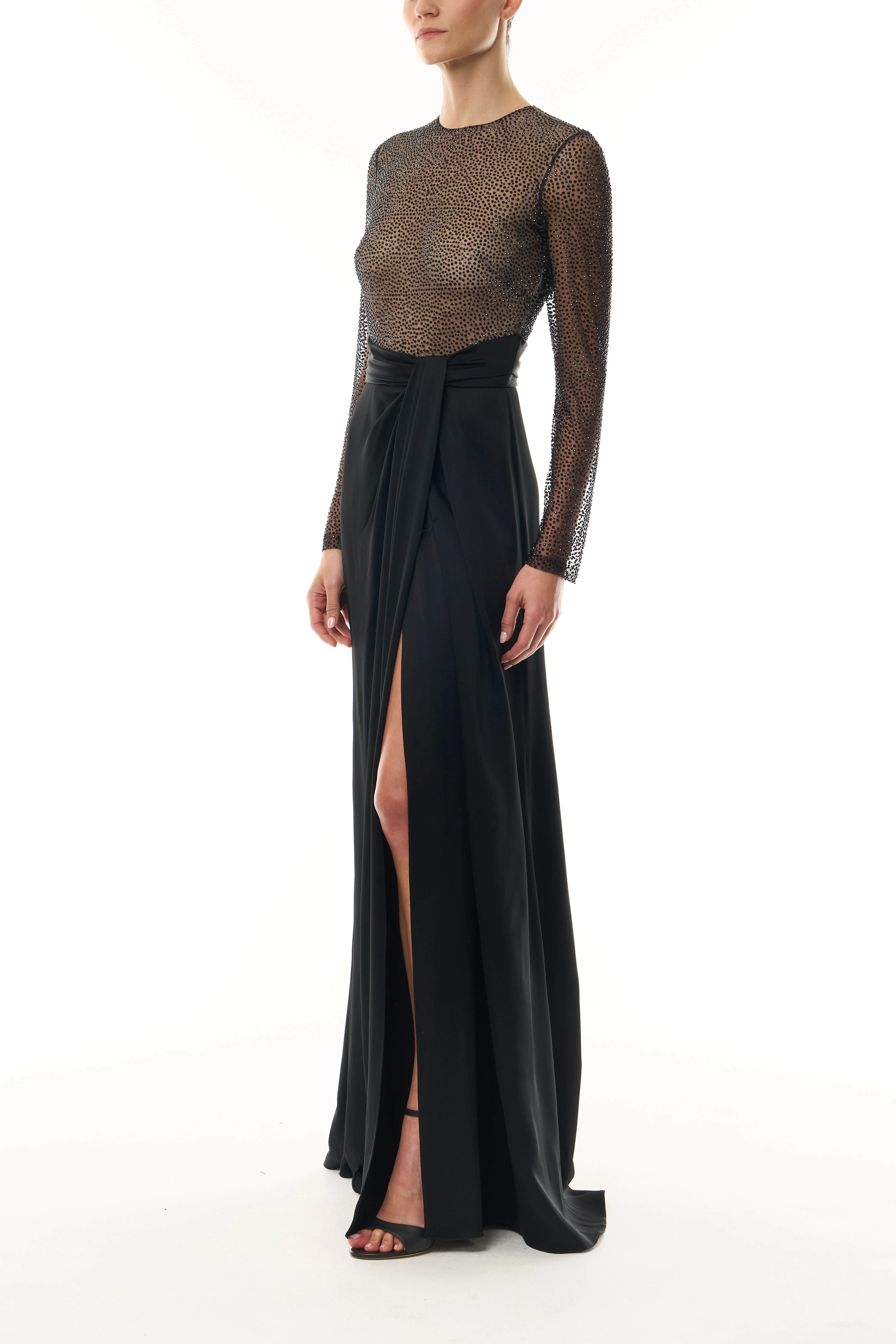 Noir Long Sleeve Hotfix Gown - Image 3