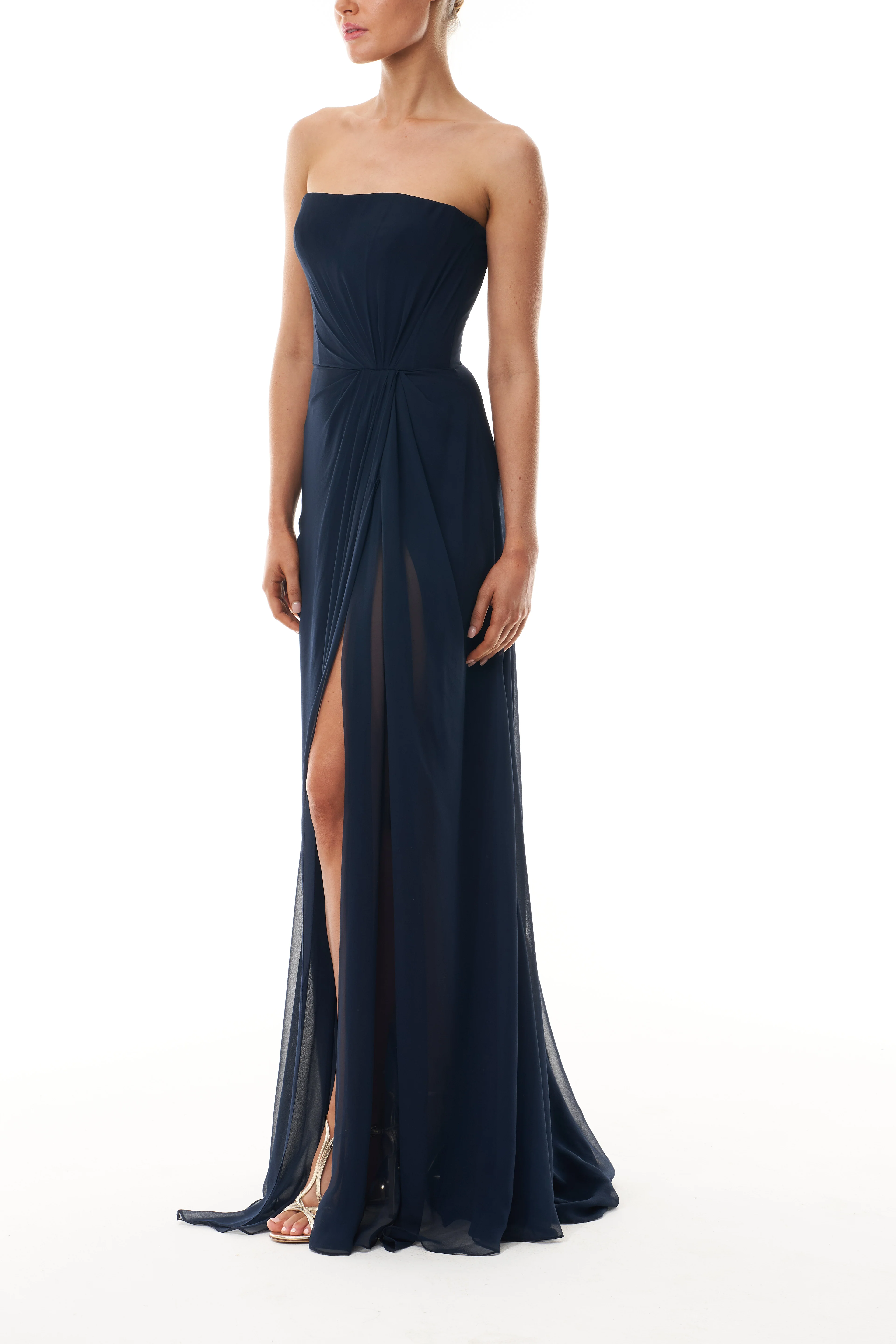 Ocean Chiffon Draped Gown - Image 4