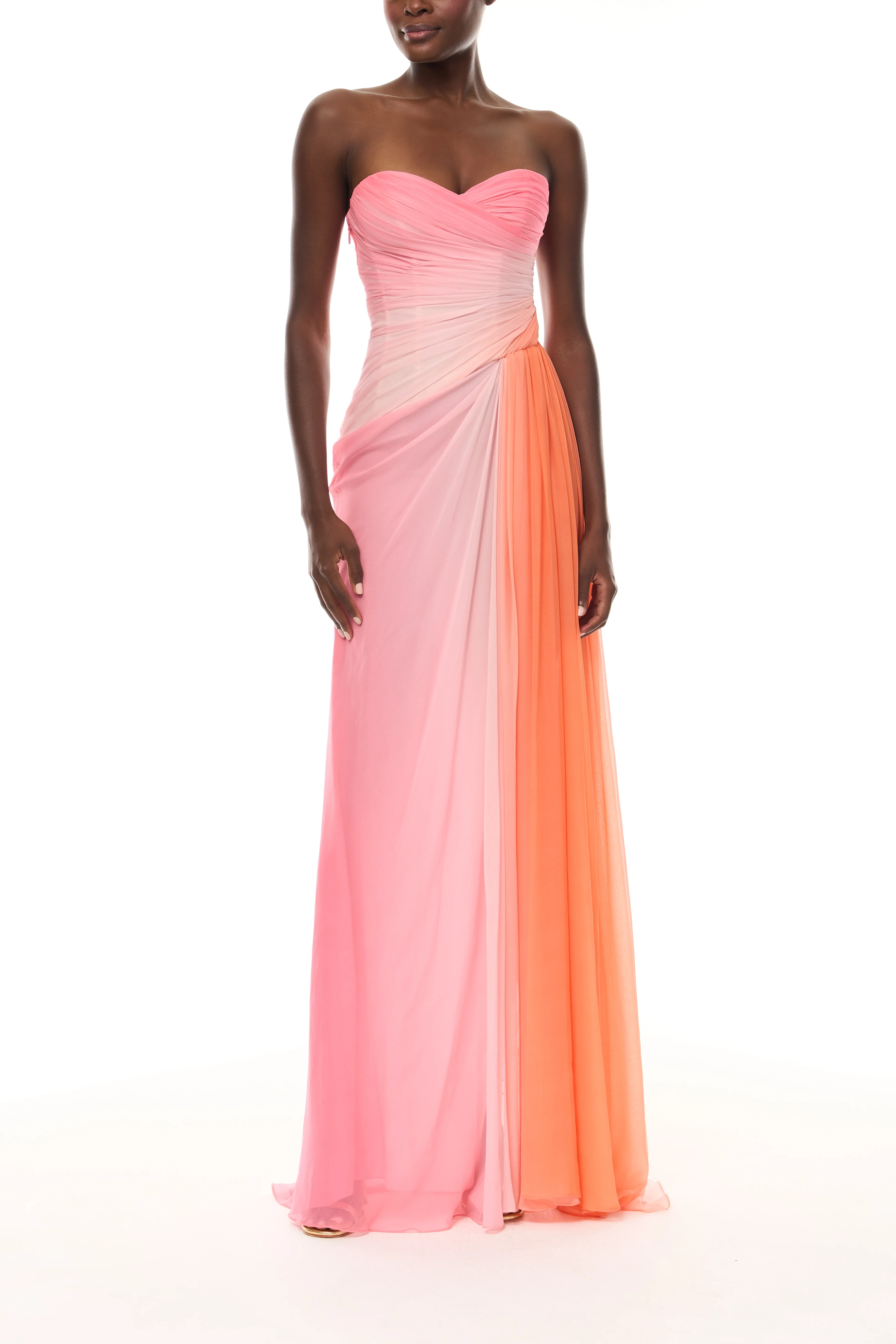 Ombre Chiffon Strapless Gown