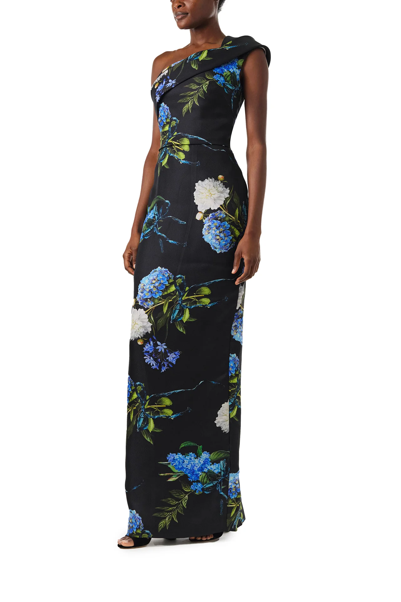 One Shoulder Floral Column Gown - Image 3