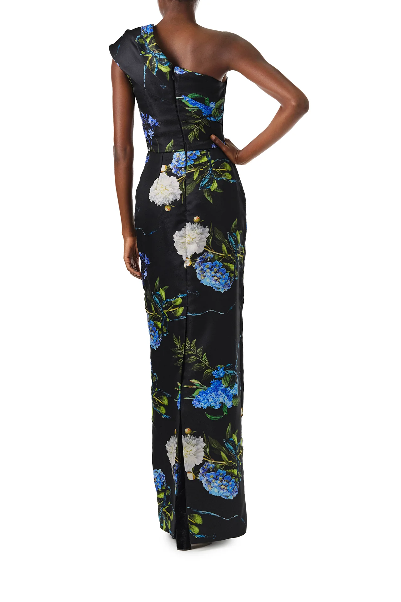 One Shoulder Floral Column Gown - Image 5